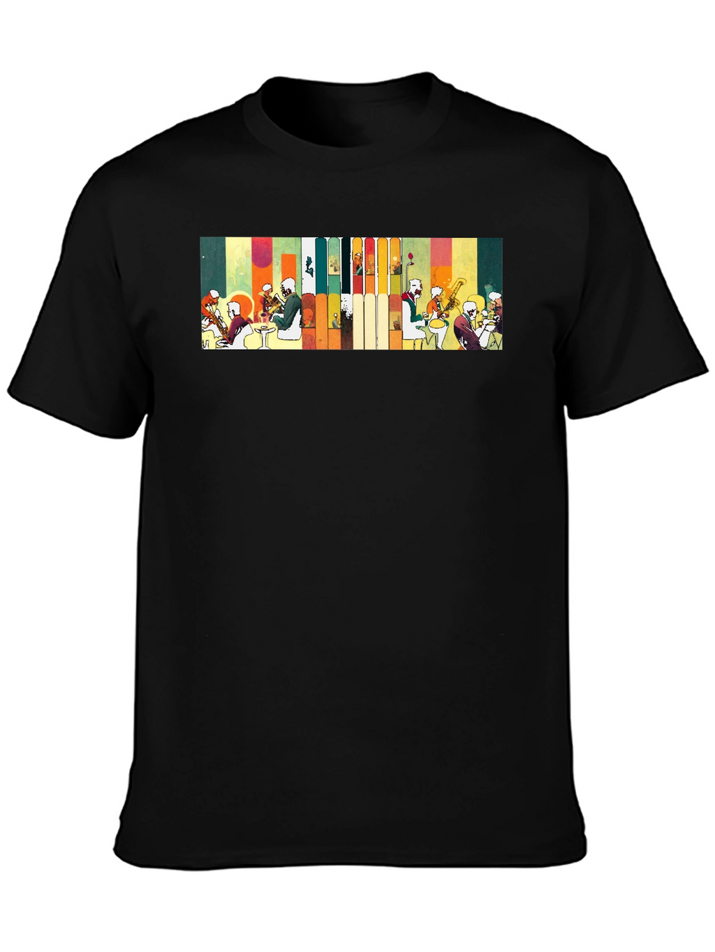 Abstract Jazz Band Graphic Black Tee
