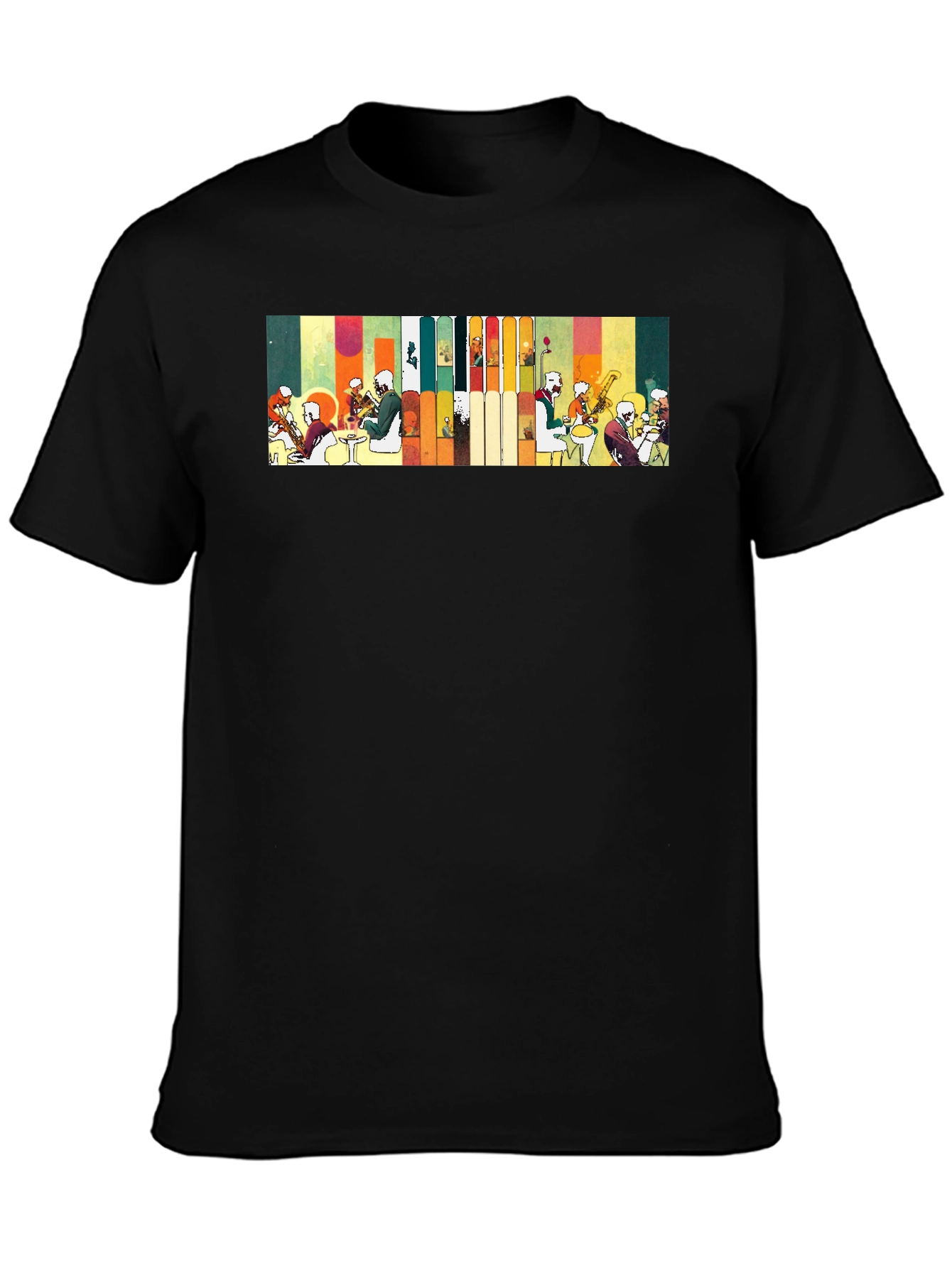 Abstract Jazz Band Graphic Black Tee