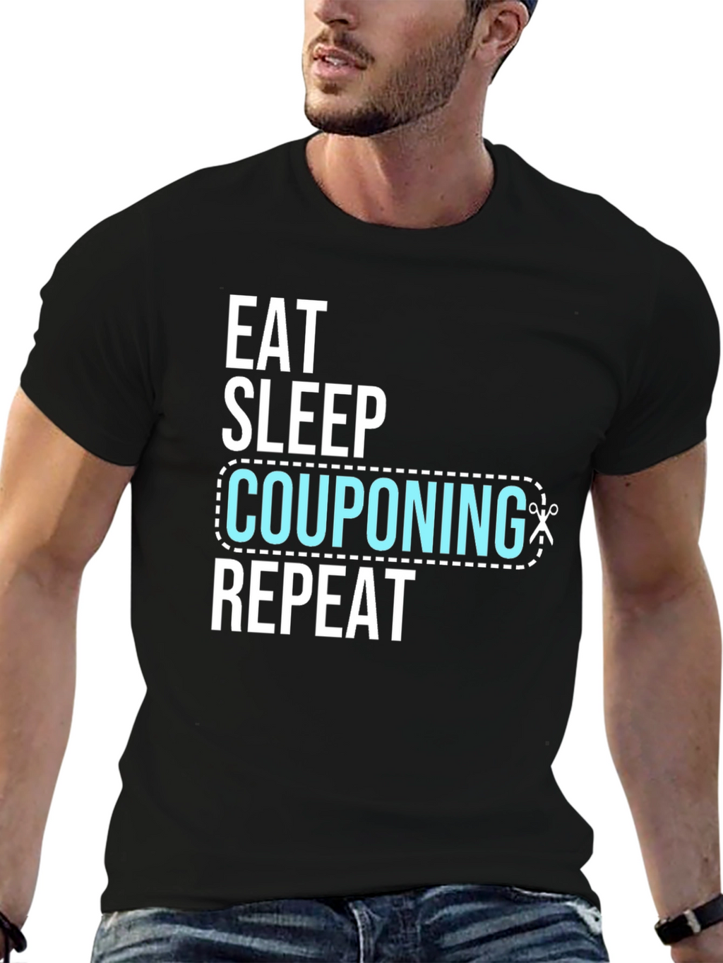 Eat Sleep Couponing Repeat Black T-Shirt