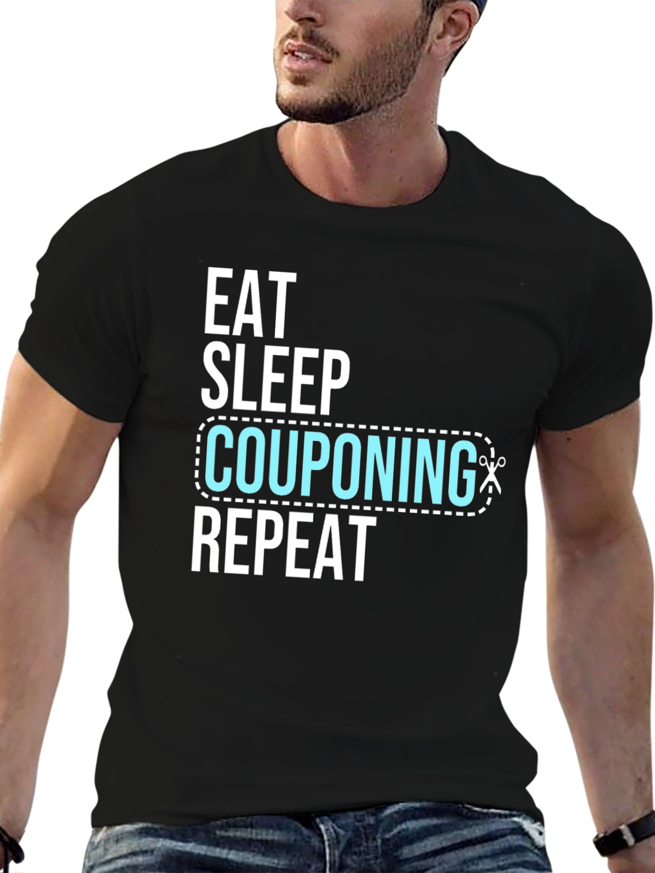 Eat Sleep Couponing Repeat Black T-Shirt