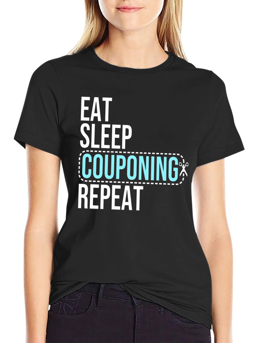 Eat Sleep Couponing Repeat Black T-Shirt