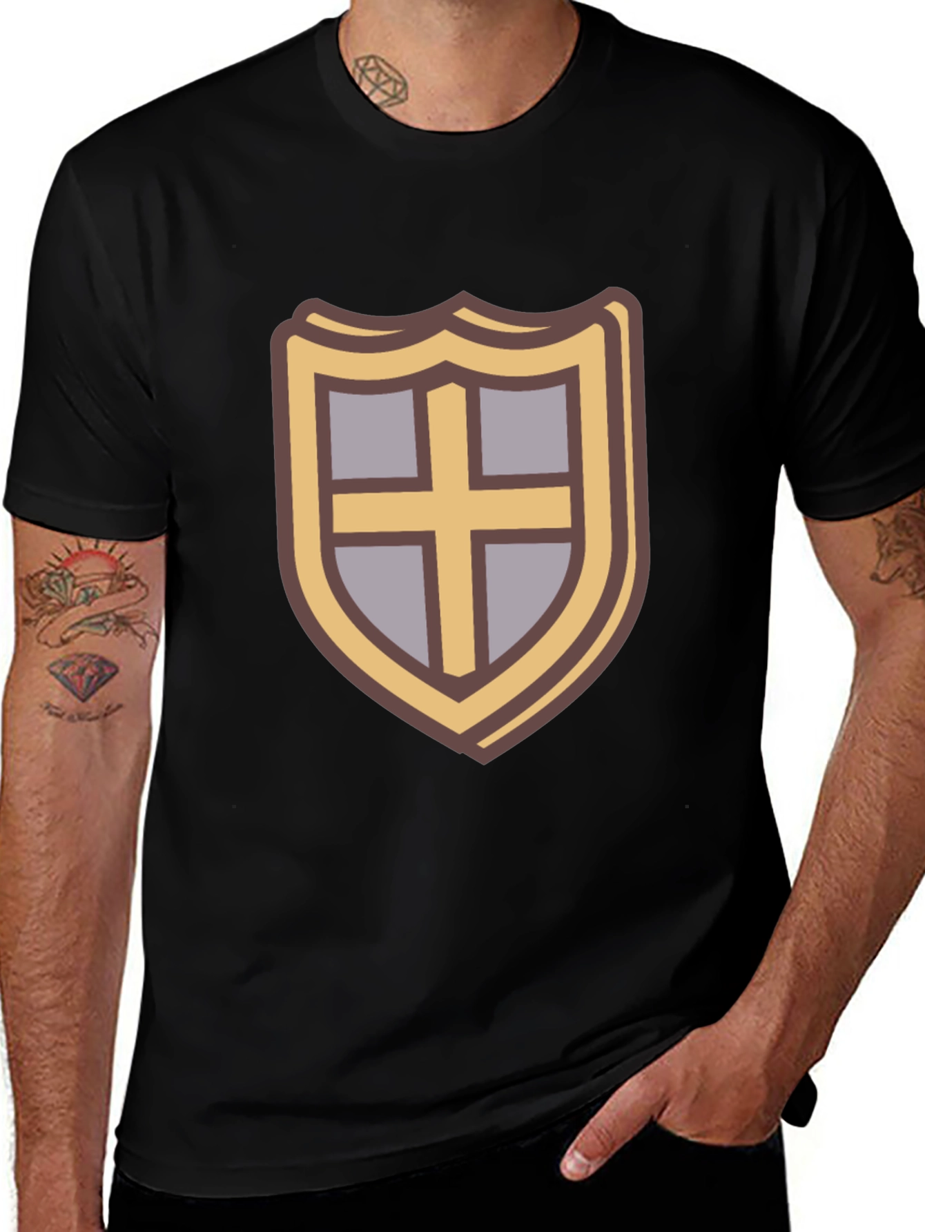Shield Emblem T-Shirt - Casual Black Tee