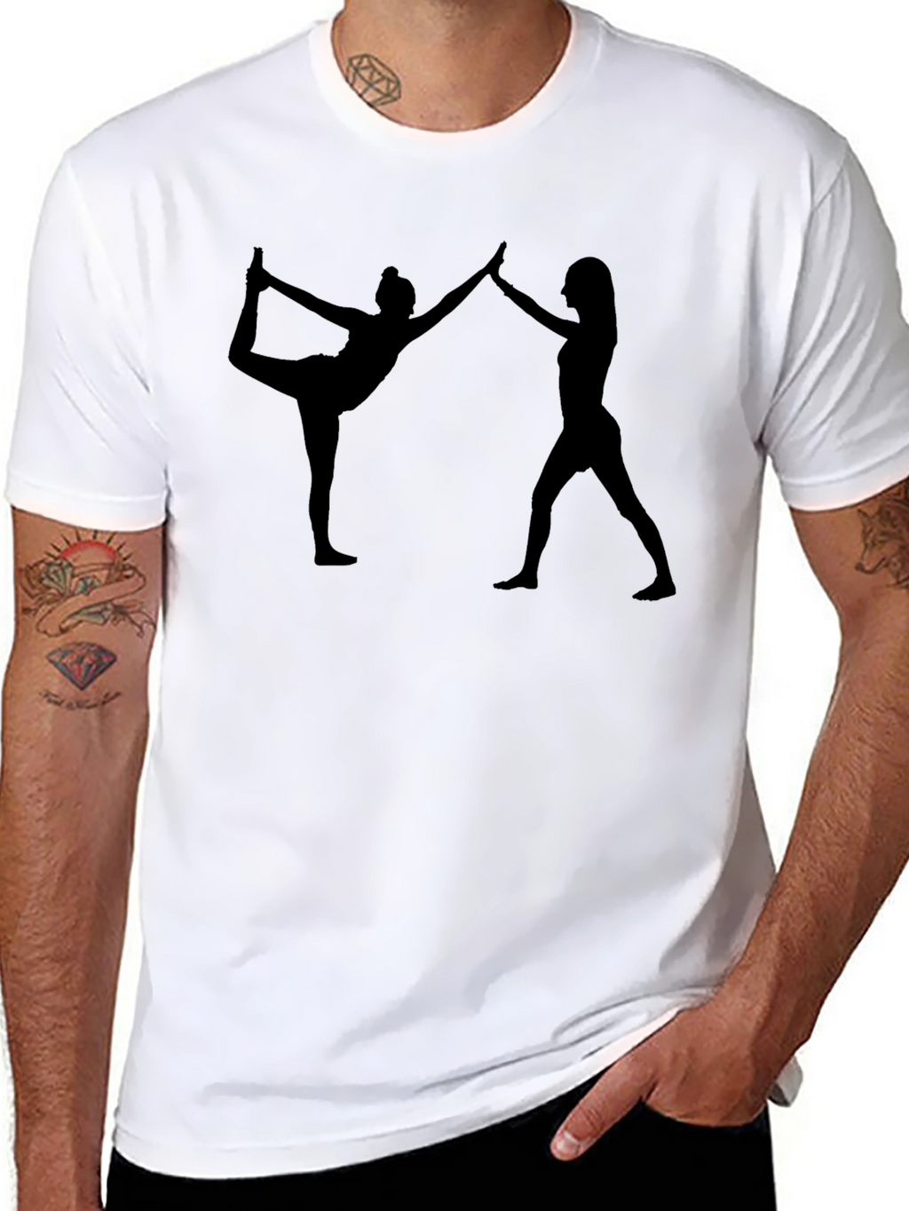 Yoga Silhouette Graphic Print Black T-Shirt