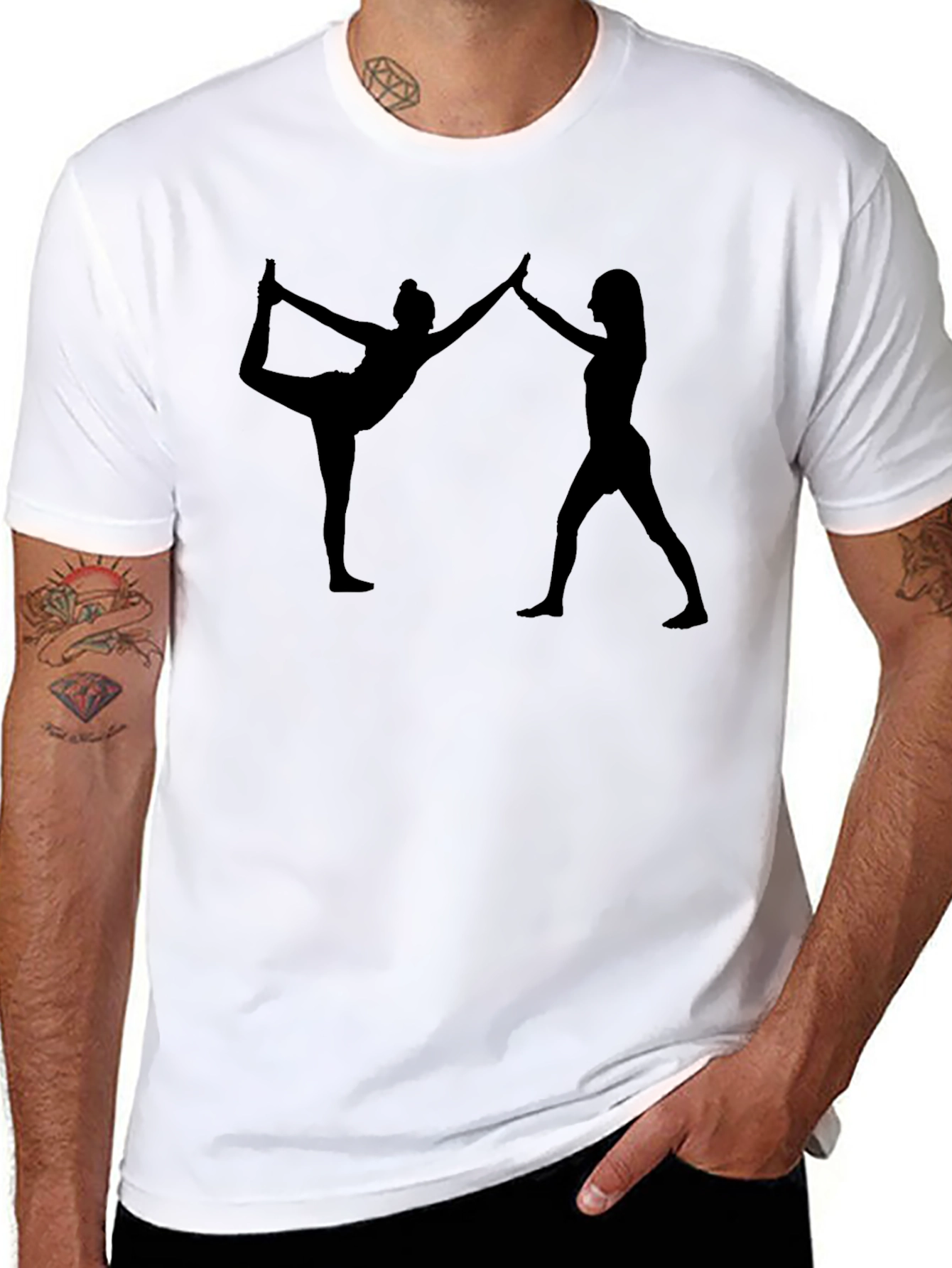 Yoga Silhouette Graphic Print Black T-Shirt