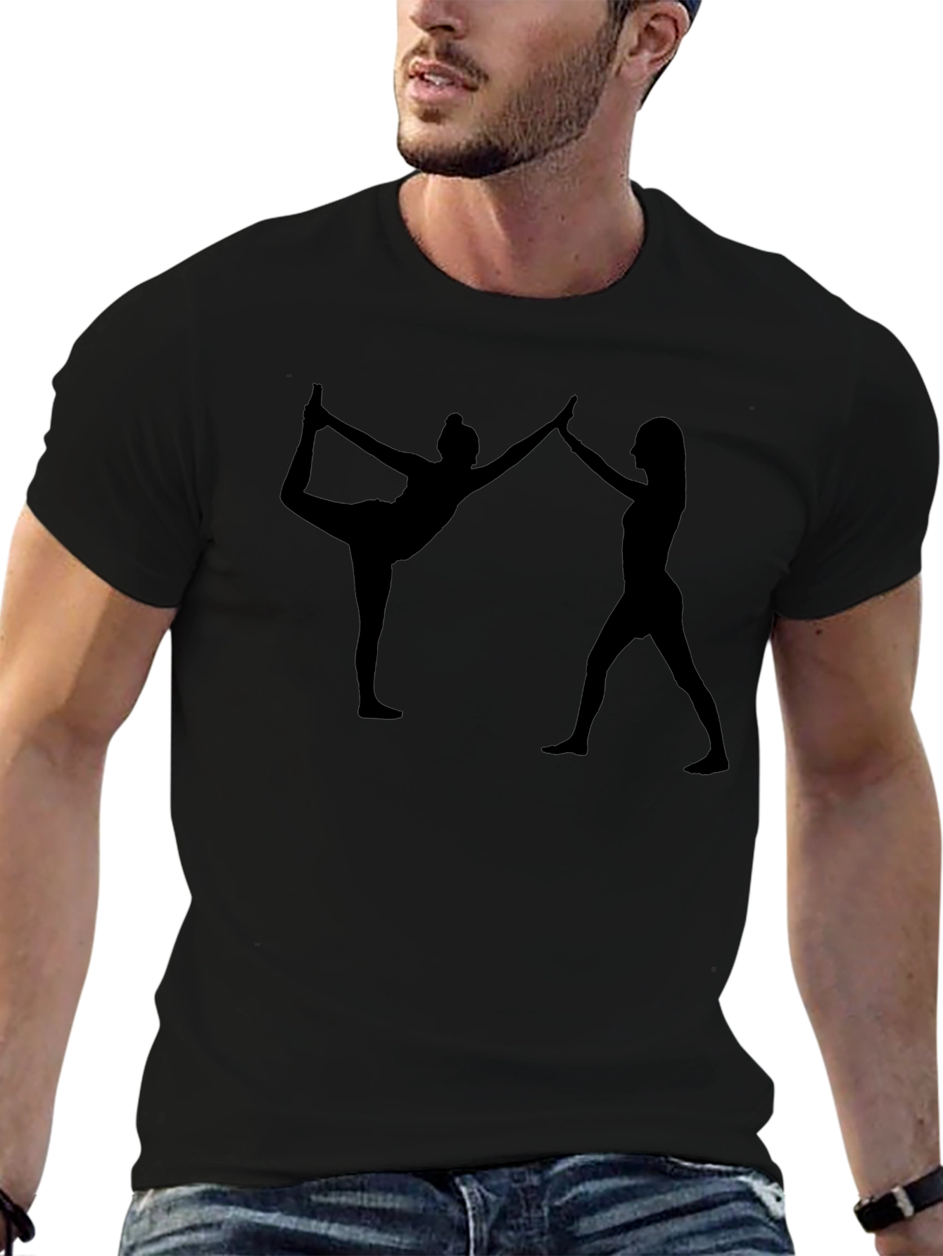 Yoga Silhouette Graphic Print Black T-Shirt