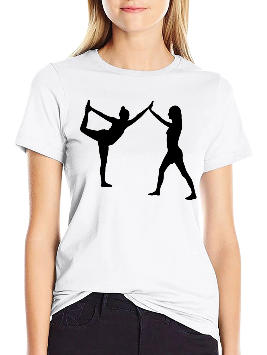 Yoga Silhouette Graphic Print Black T-Shirt
