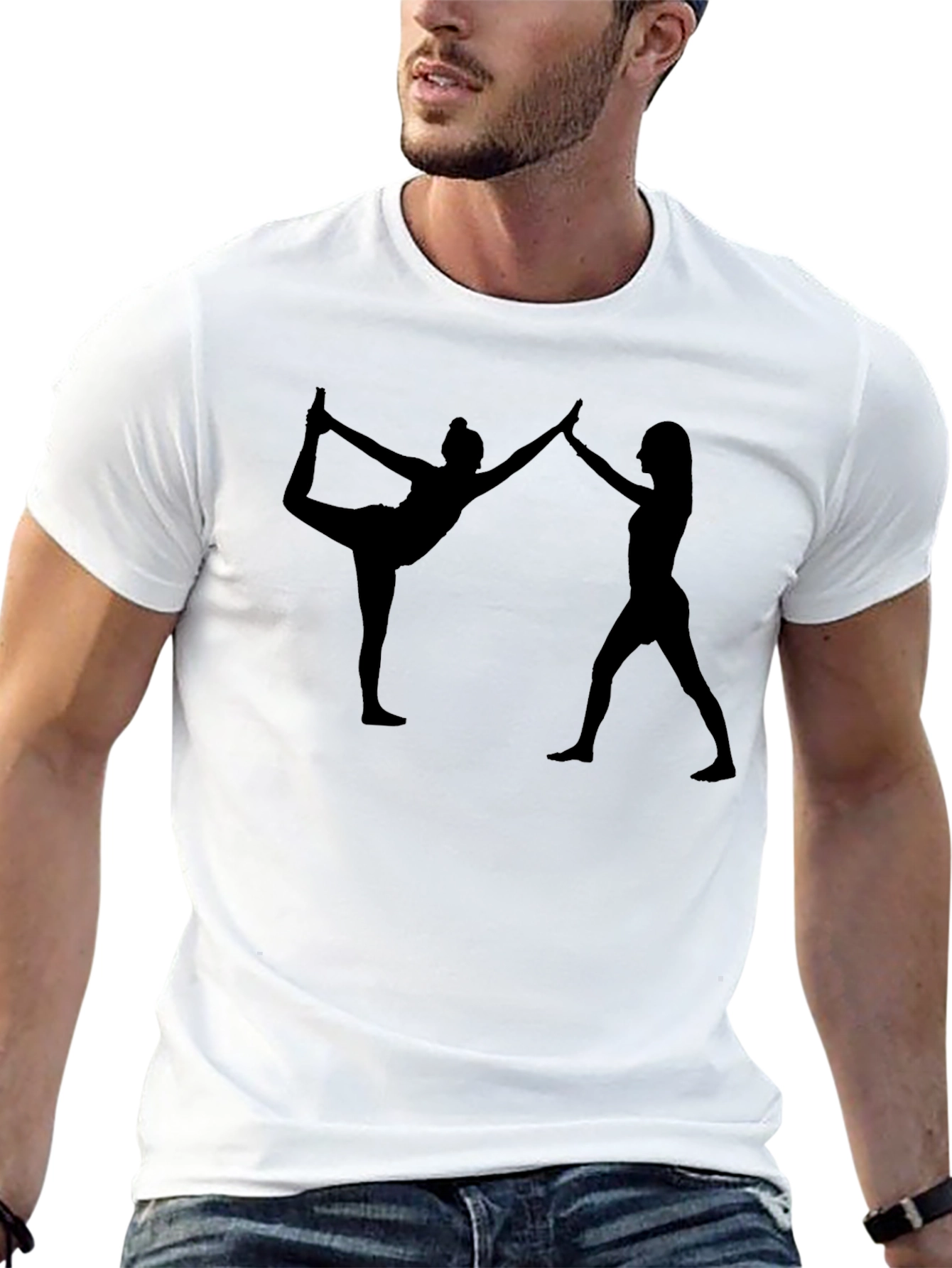 Yoga Silhouette Graphic Print Black T-Shirt
