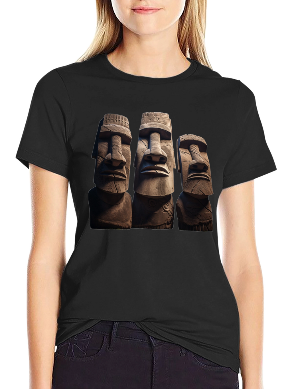 Moai Head T-Shirt - Easter Island Statues Graphic Tee
