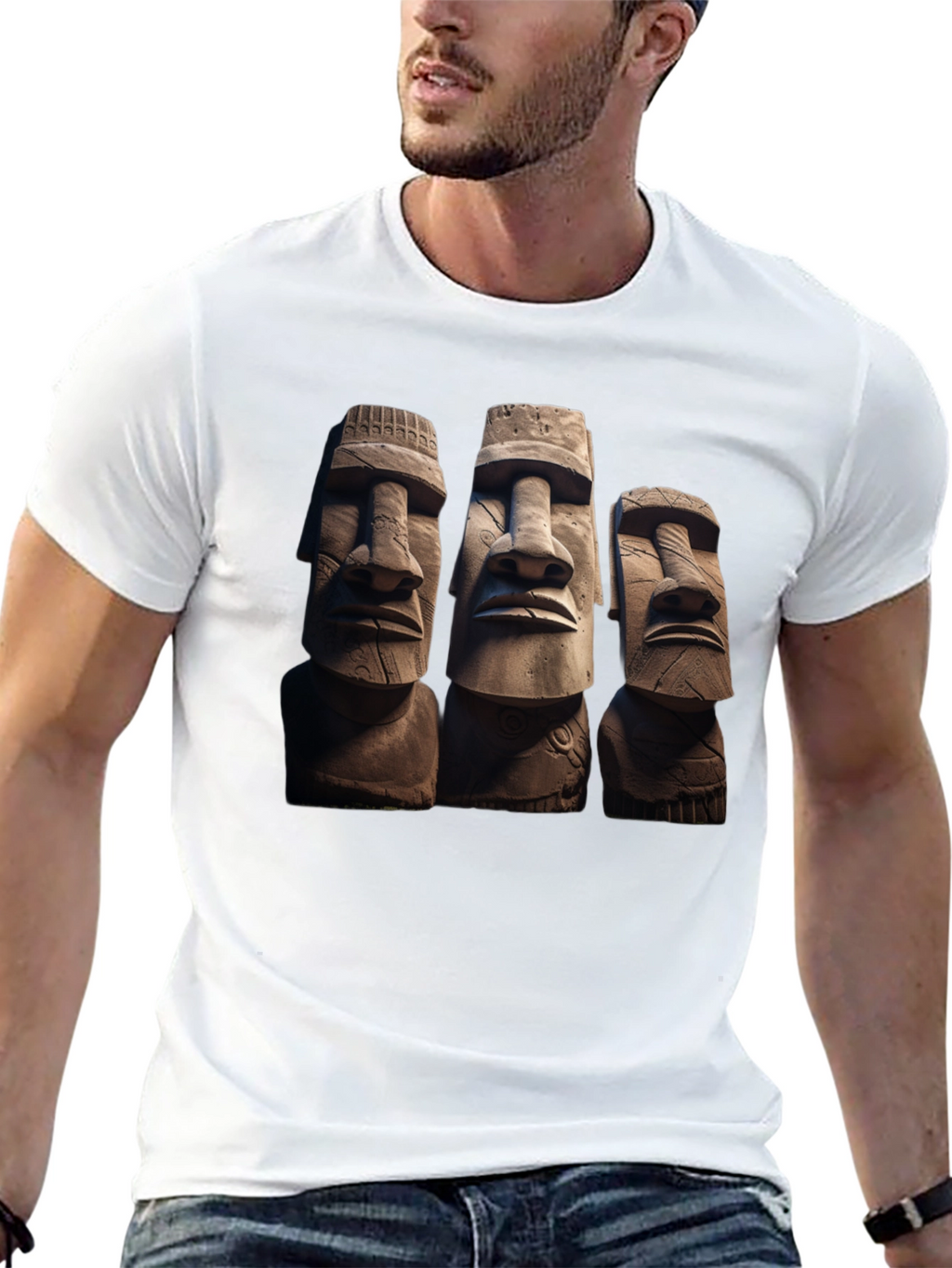 Moai Head T-Shirt - Easter Island Statues Graphic Tee