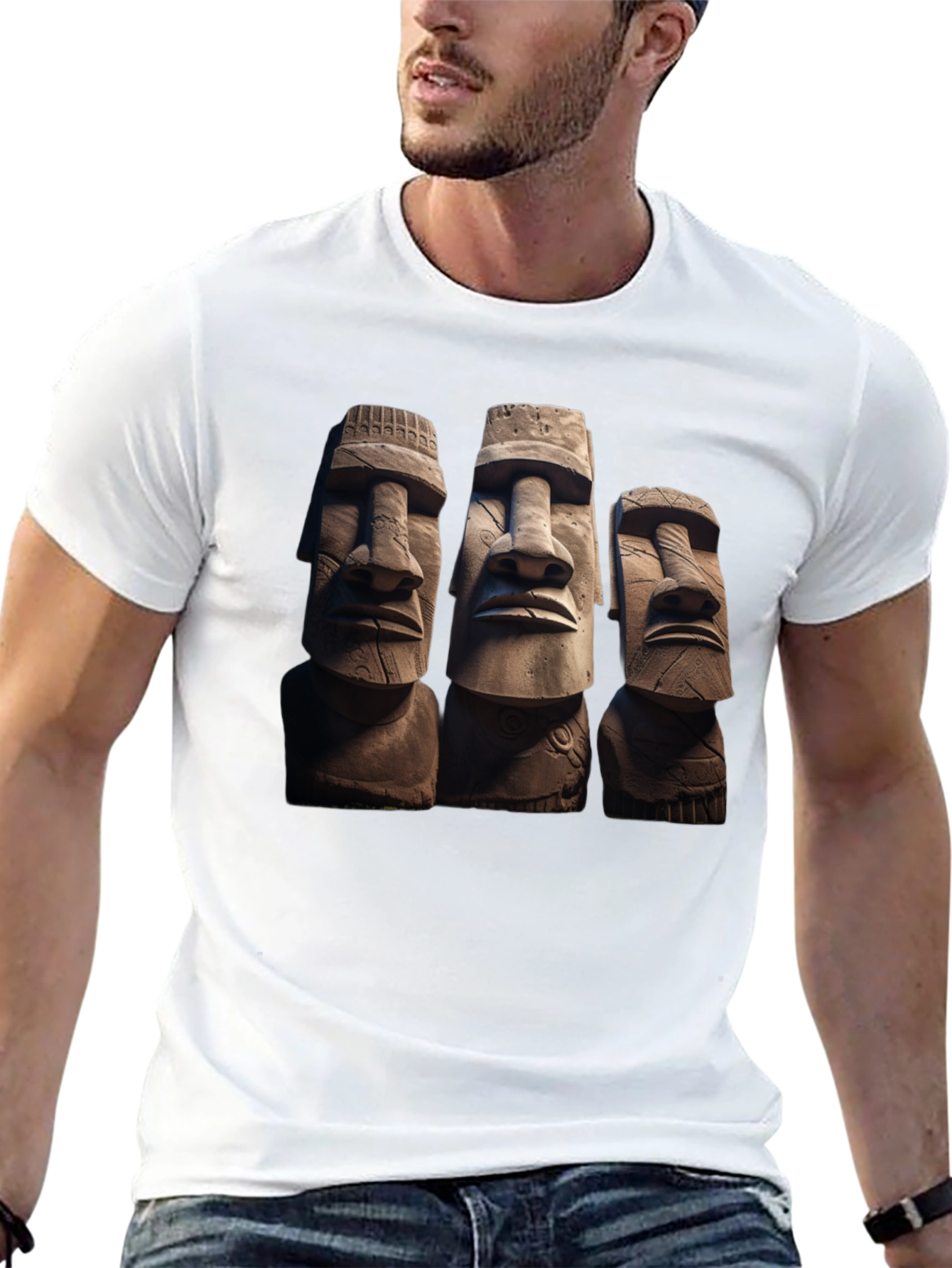 Moai Head T-Shirt - Easter Island Statues Graphic Tee