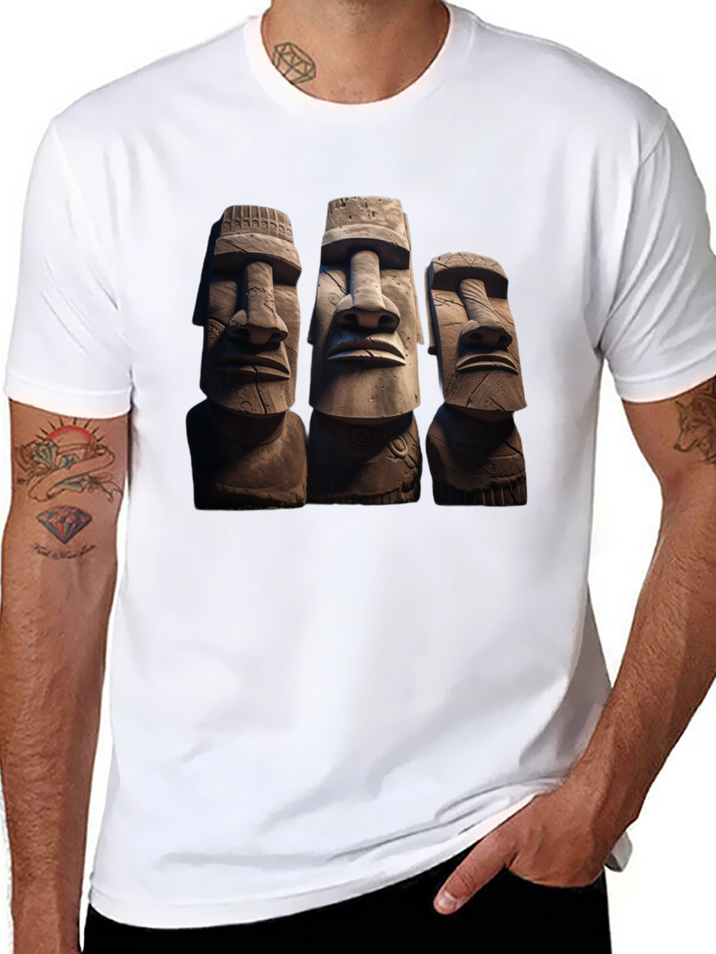 Moai Head T-Shirt - Easter Island Statues Graphic Tee