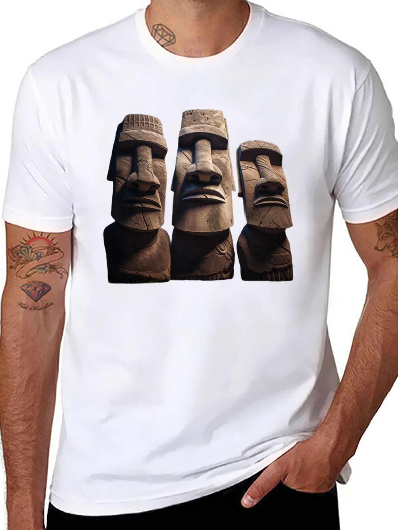Moai Head T-Shirt - Easter Island Statues Graphic Tee