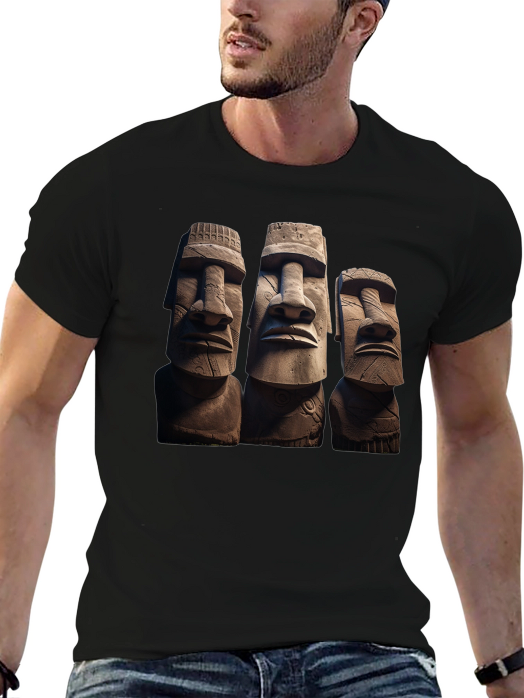 Moai Head T-Shirt - Easter Island Statues Graphic Tee
