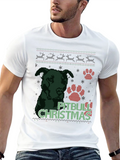 Pitbull Christmas Ugly Sweater Style T-Shirt