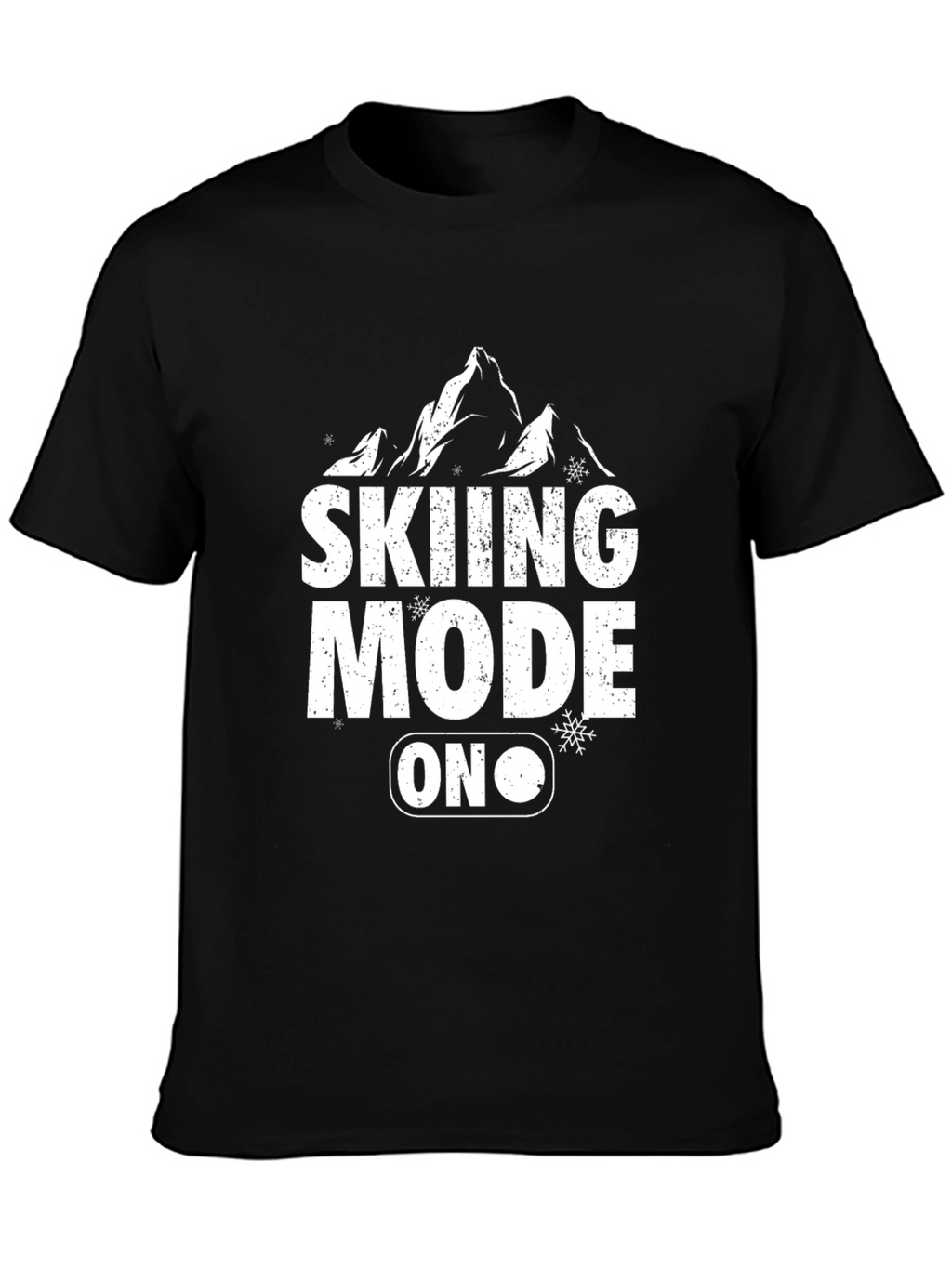 Skiing Mode On Black Graphic T-Shirt