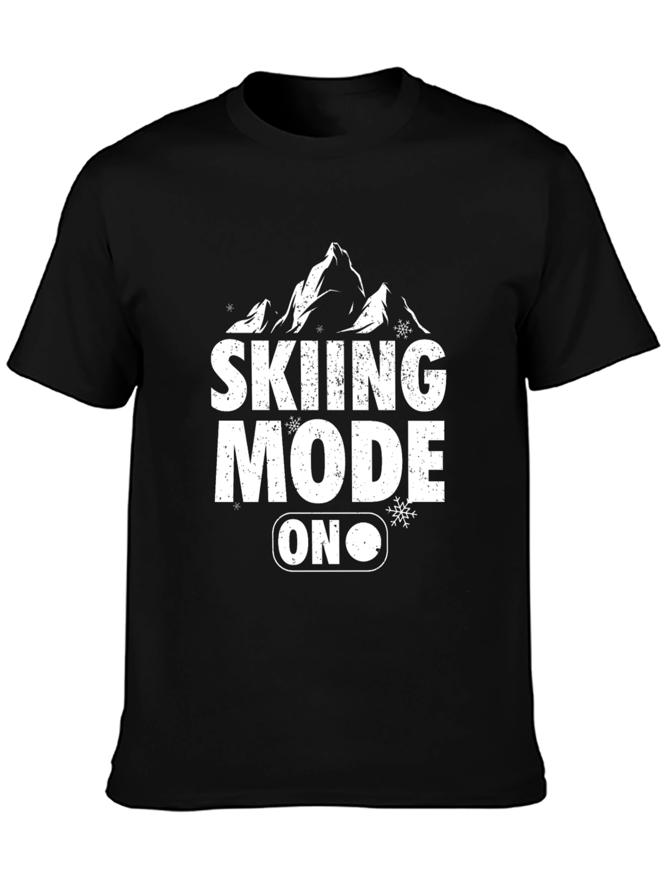Skiing Mode On Black Graphic T-Shirt