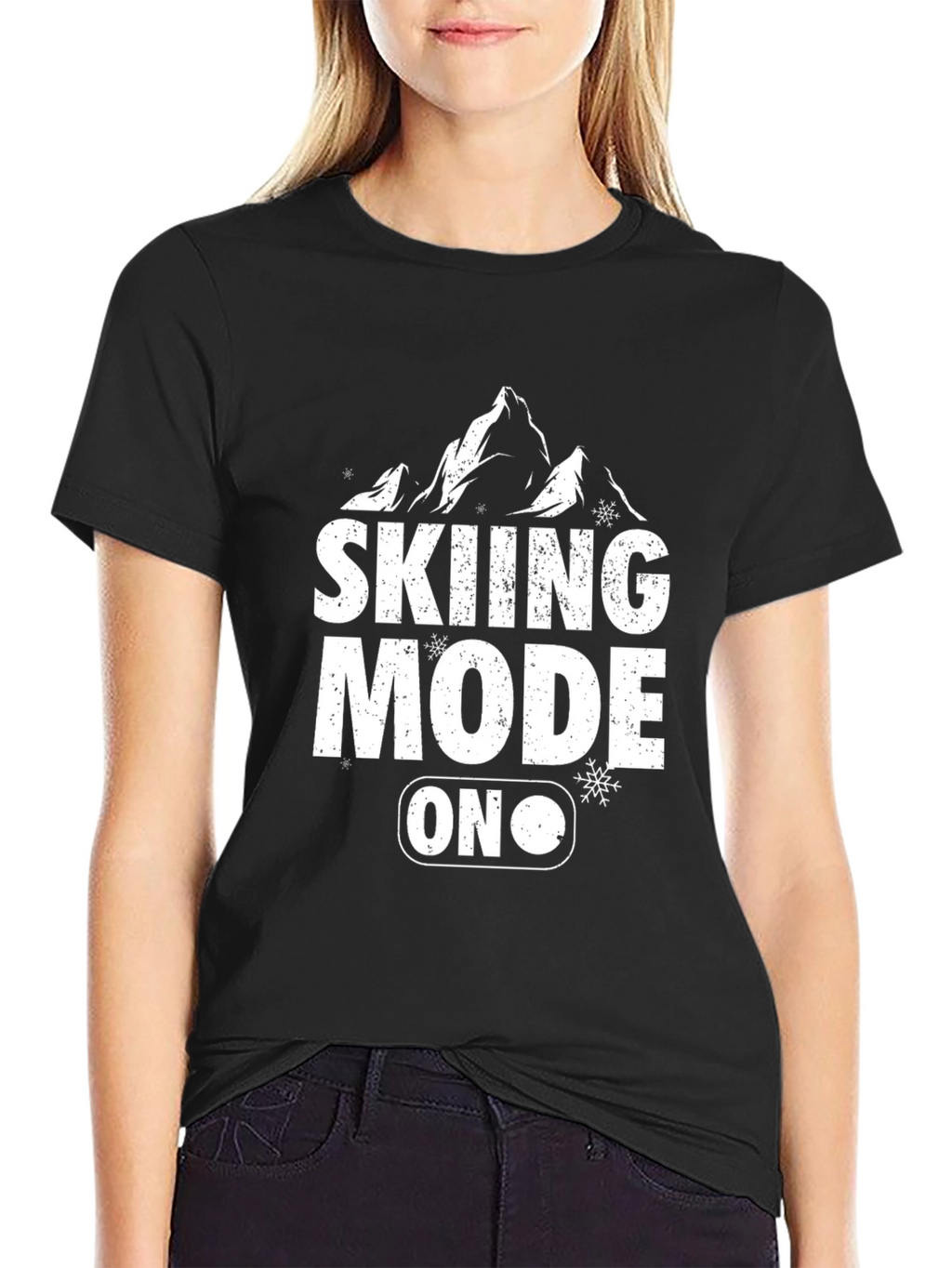 Skiing Mode On Black Graphic T-Shirt