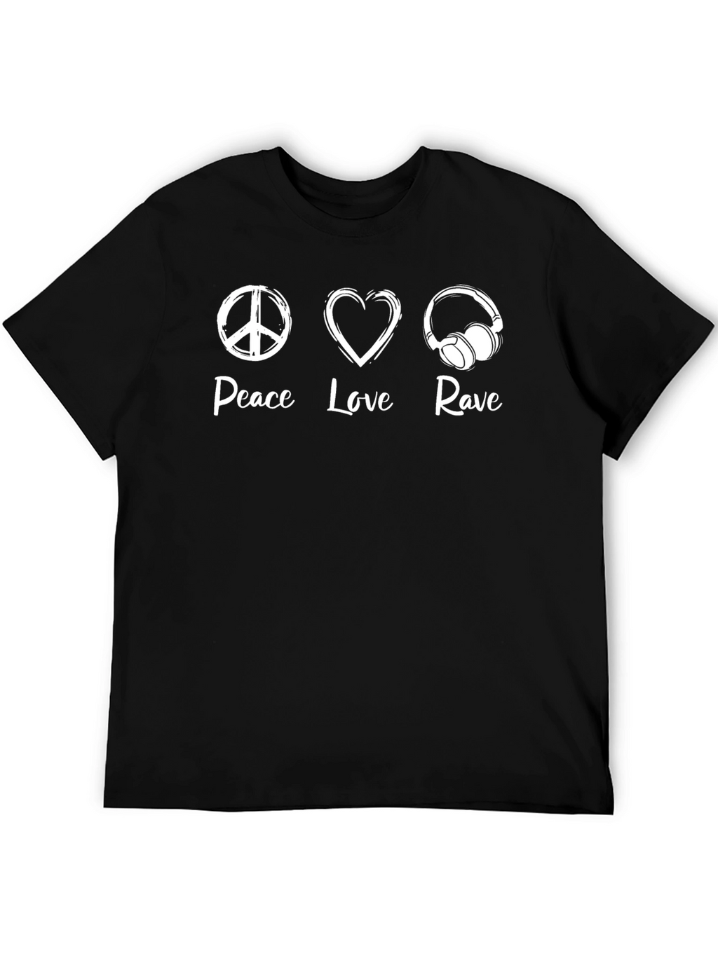Peace Love Rave T-Shirt - Black Graphic Tee