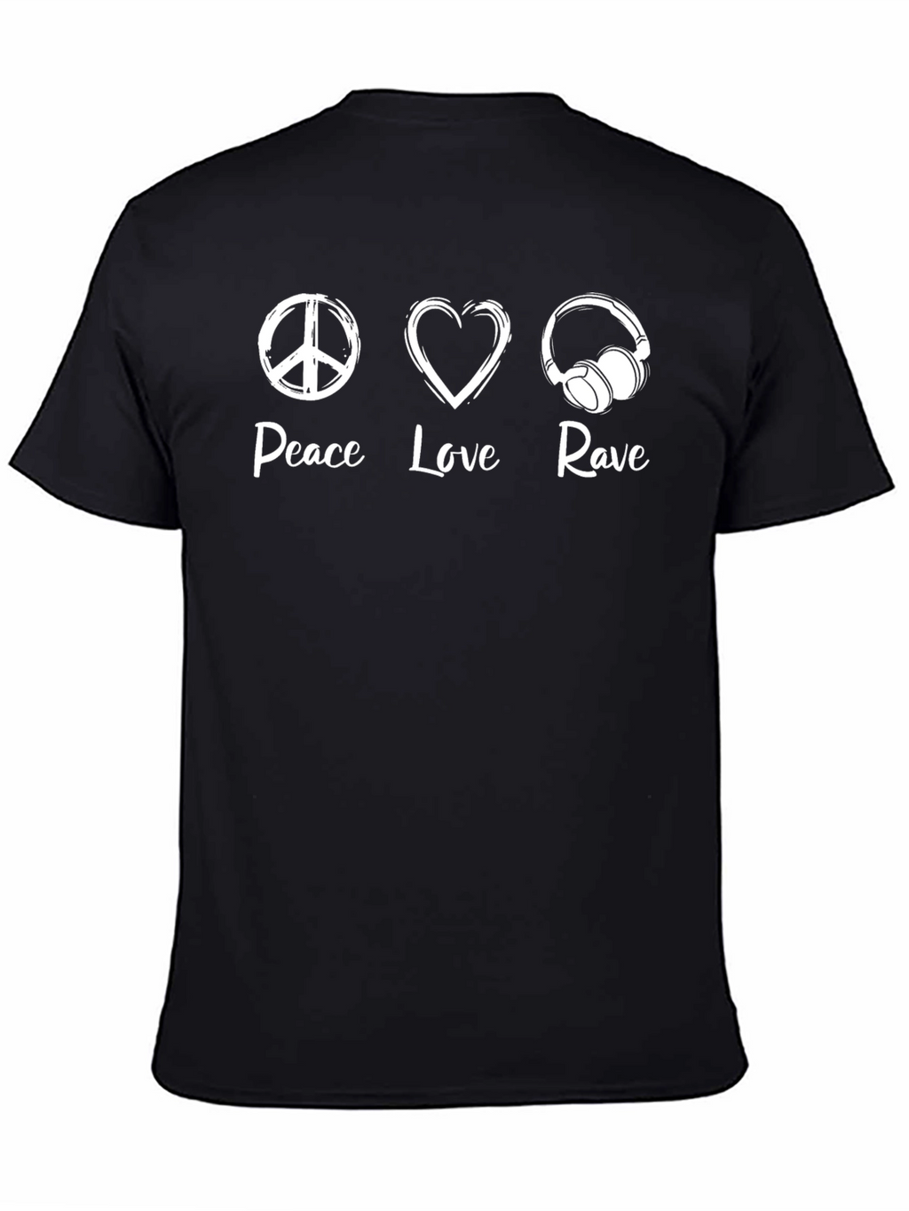 Peace Love Rave T-Shirt - Black Graphic Tee