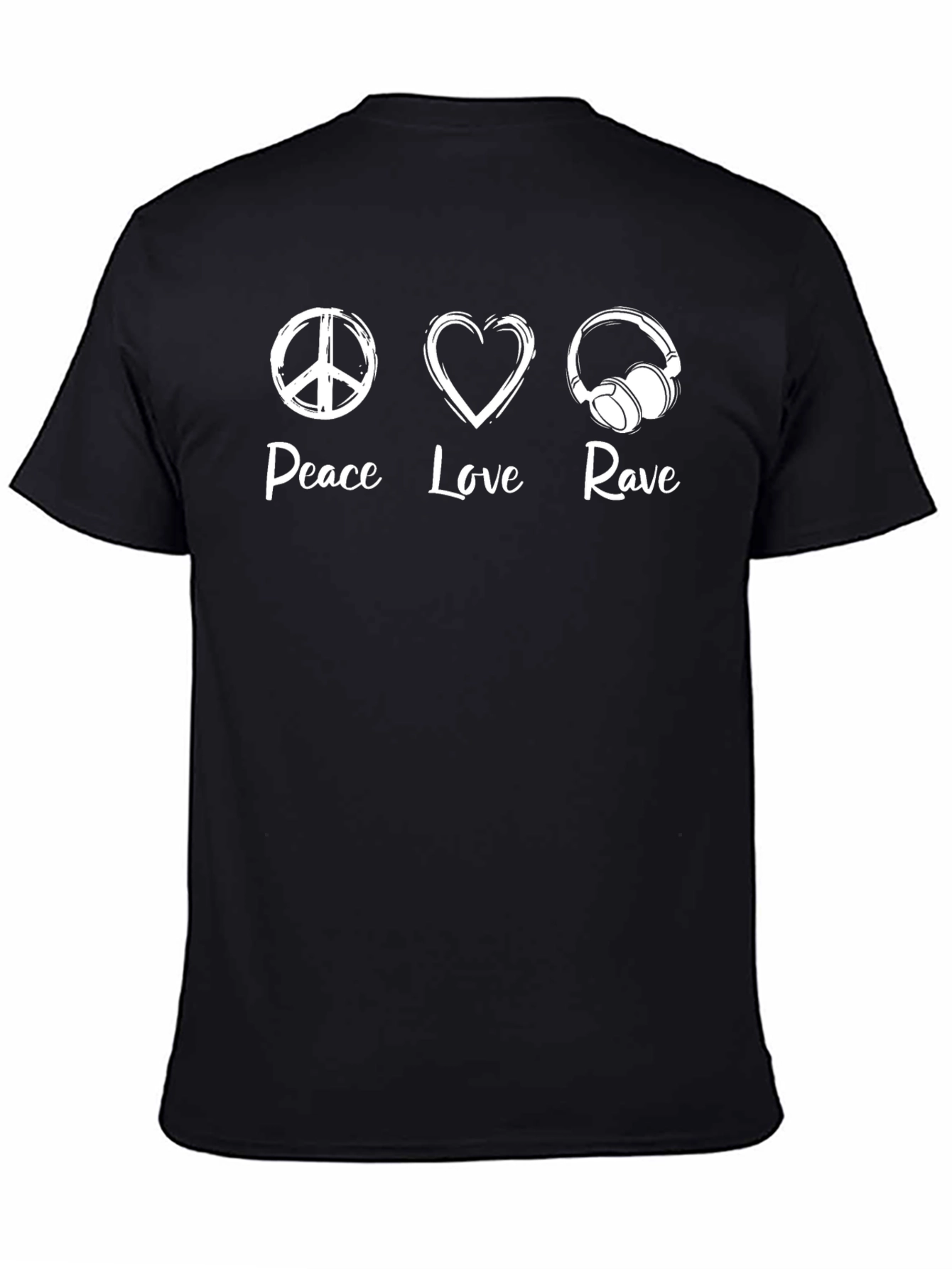 Peace Love Rave T-Shirt - Black Graphic Tee