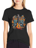 Retro Boombox Guitar Graphic T-Shirt
