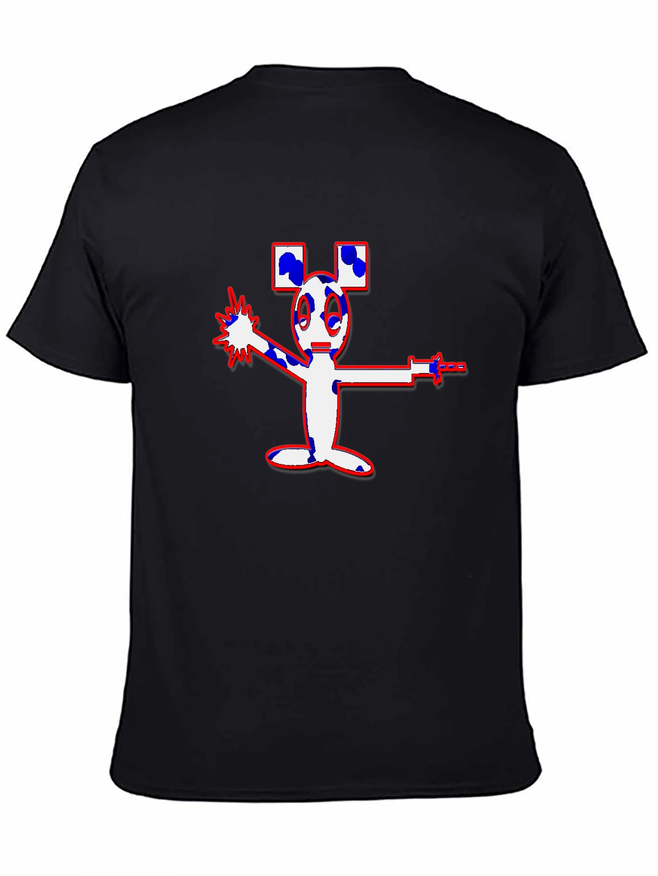 Mens Black Cartoon Graphic Tee