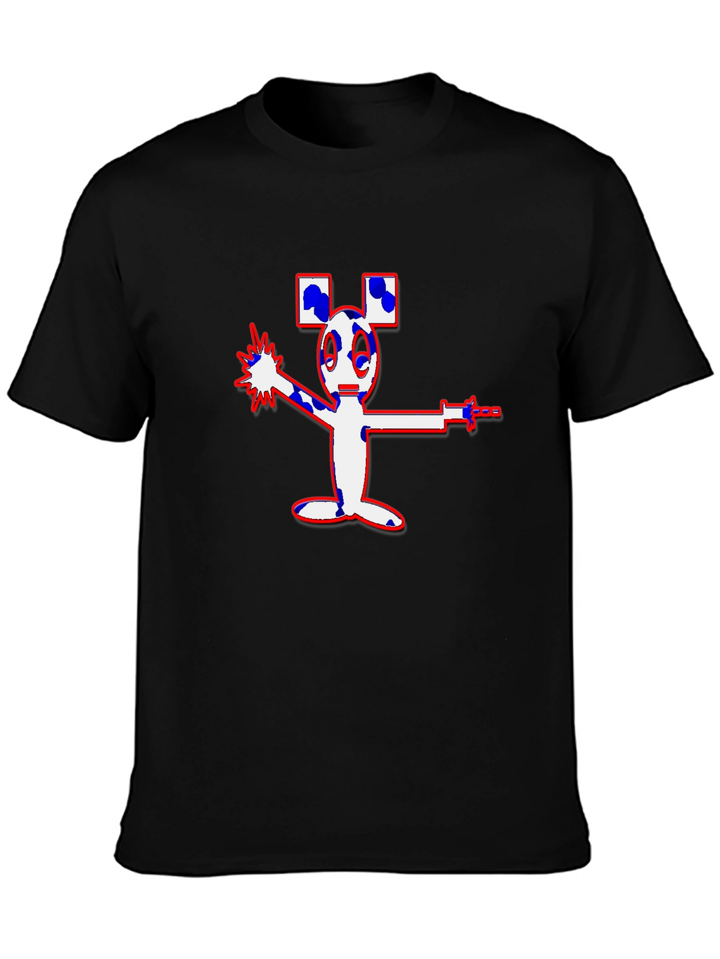 Mens Black Cartoon Graphic Tee