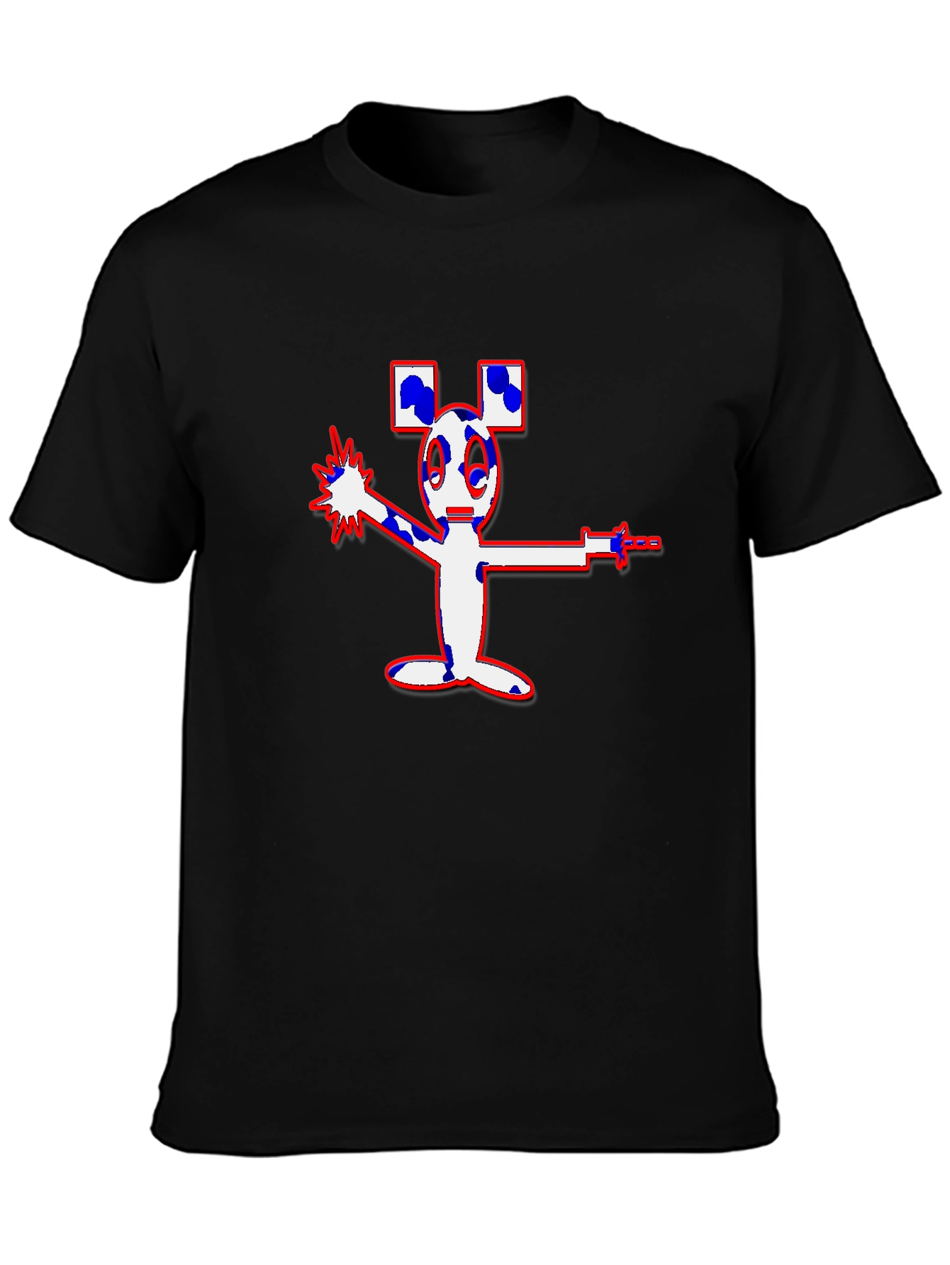 Mens Black Cartoon Graphic Tee