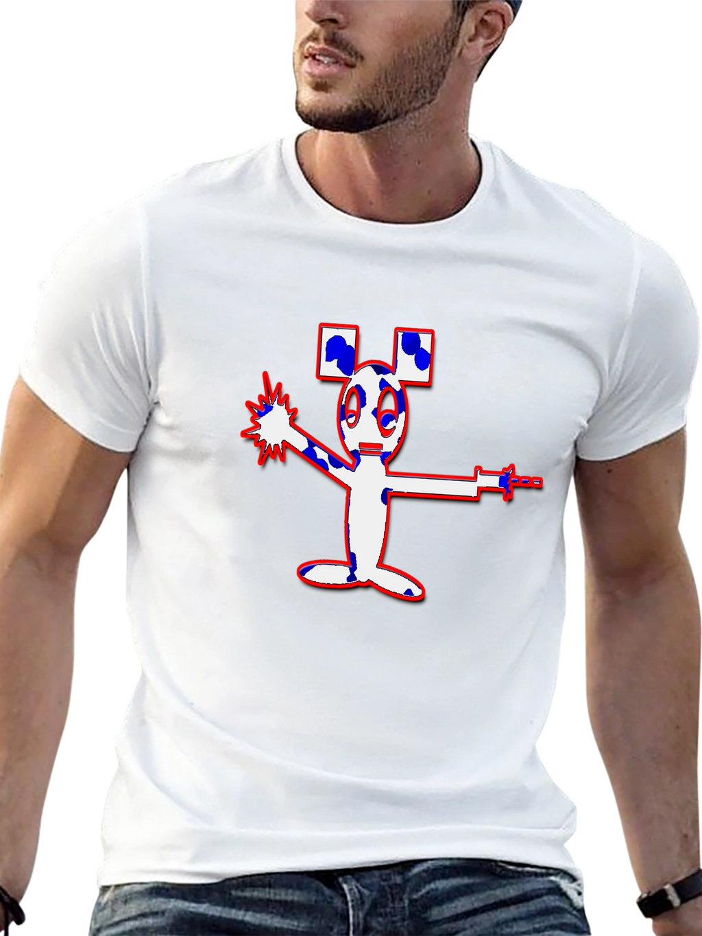 Mens Black Cartoon Graphic Tee
