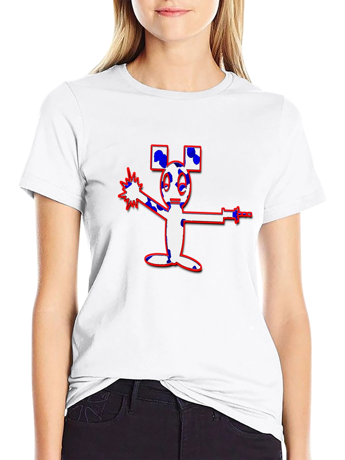 Mens Black Cartoon Graphic Tee