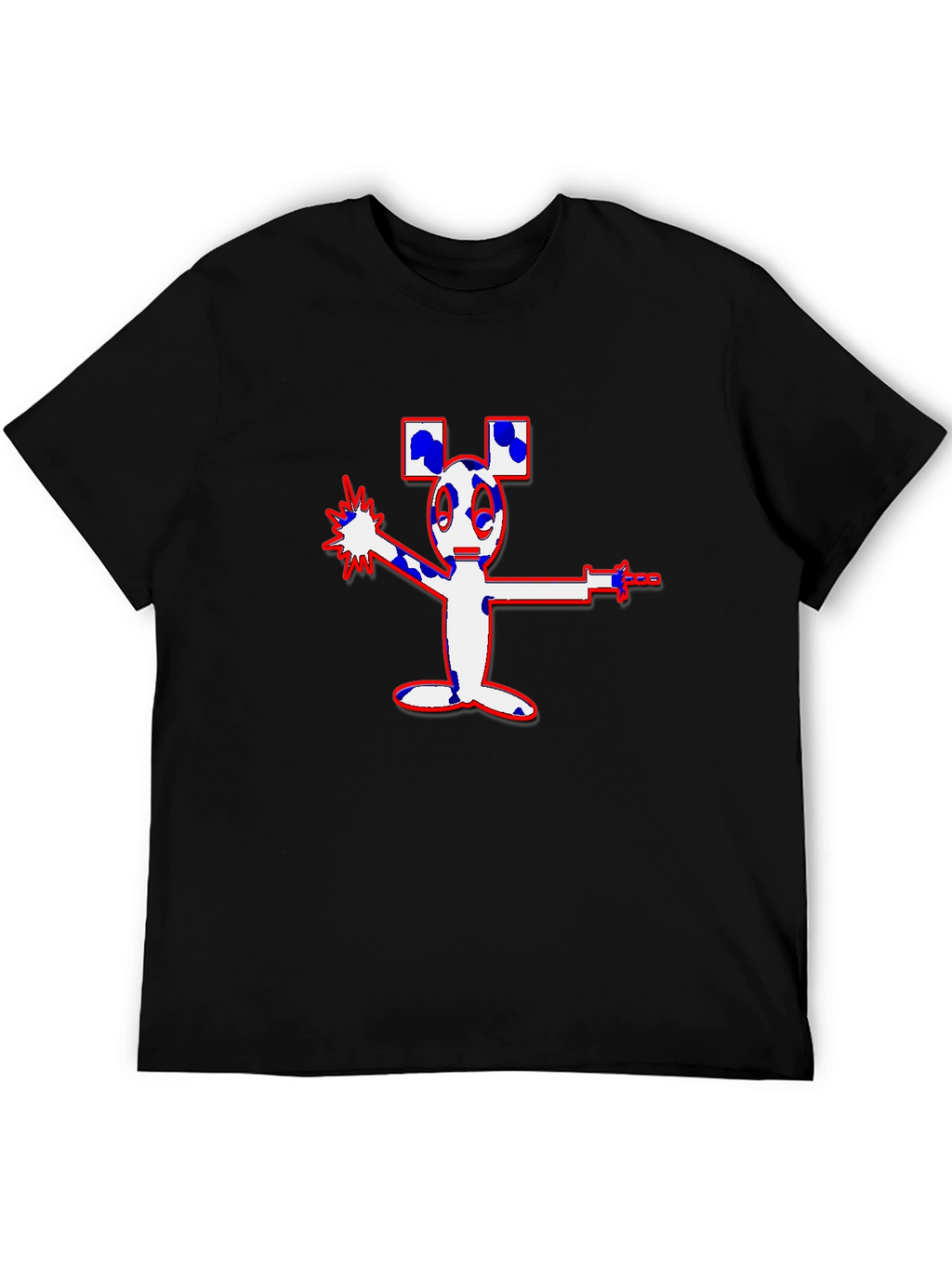 Mens Black Cartoon Graphic Tee