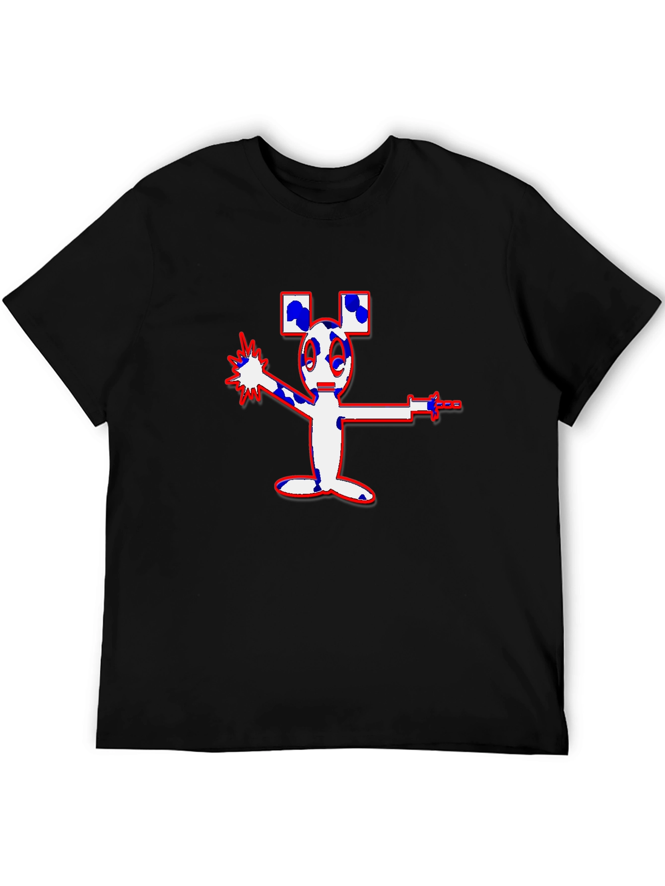 Mens Black Cartoon Graphic Tee