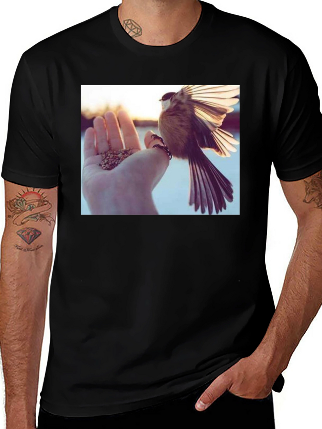 Bird Lover T-Shirt - Hand Feeding Design