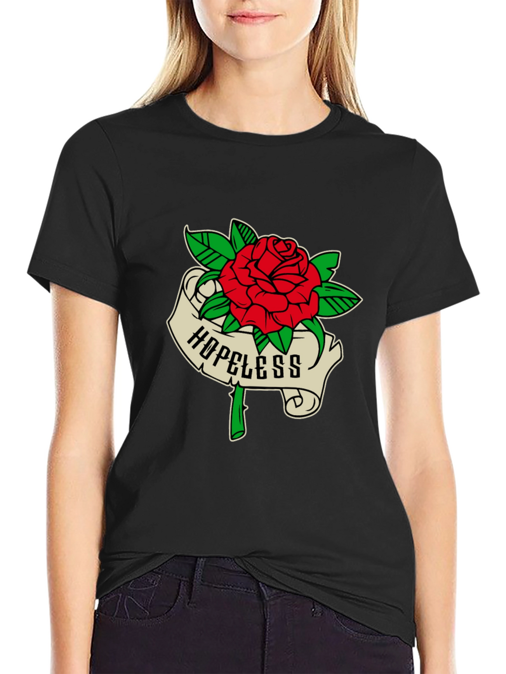 Hopeless Rose Graphic Tee - Black Casual Shirt