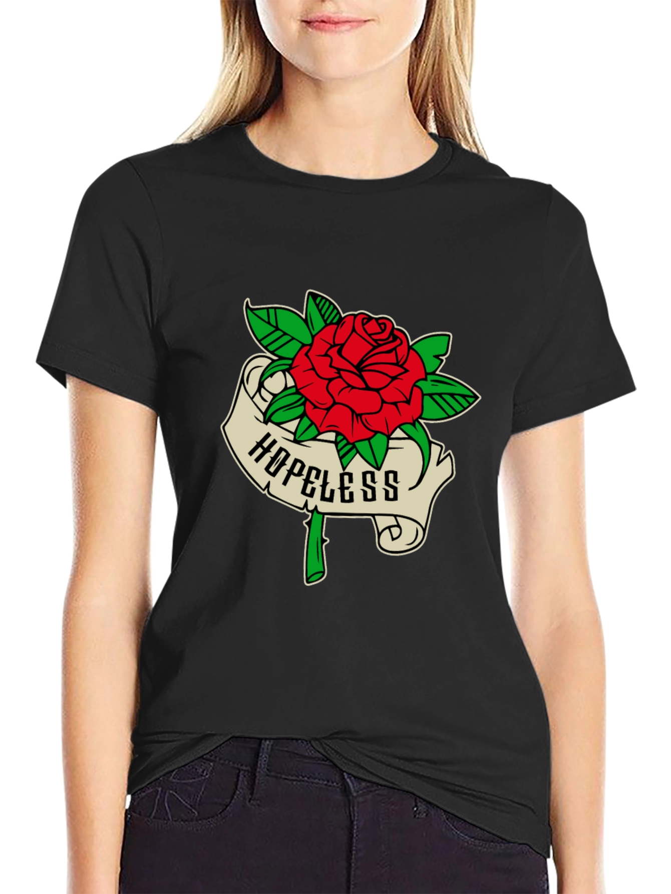 Hopeless Rose Graphic Tee - Black Casual Shirt