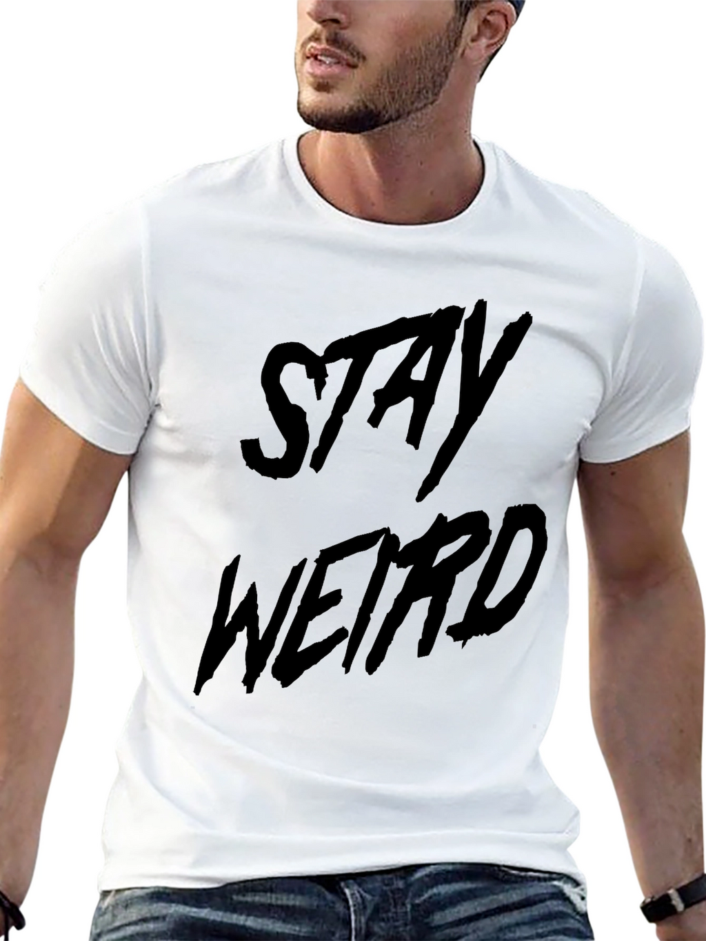 Stay Weird Black Graphic T-Shirt