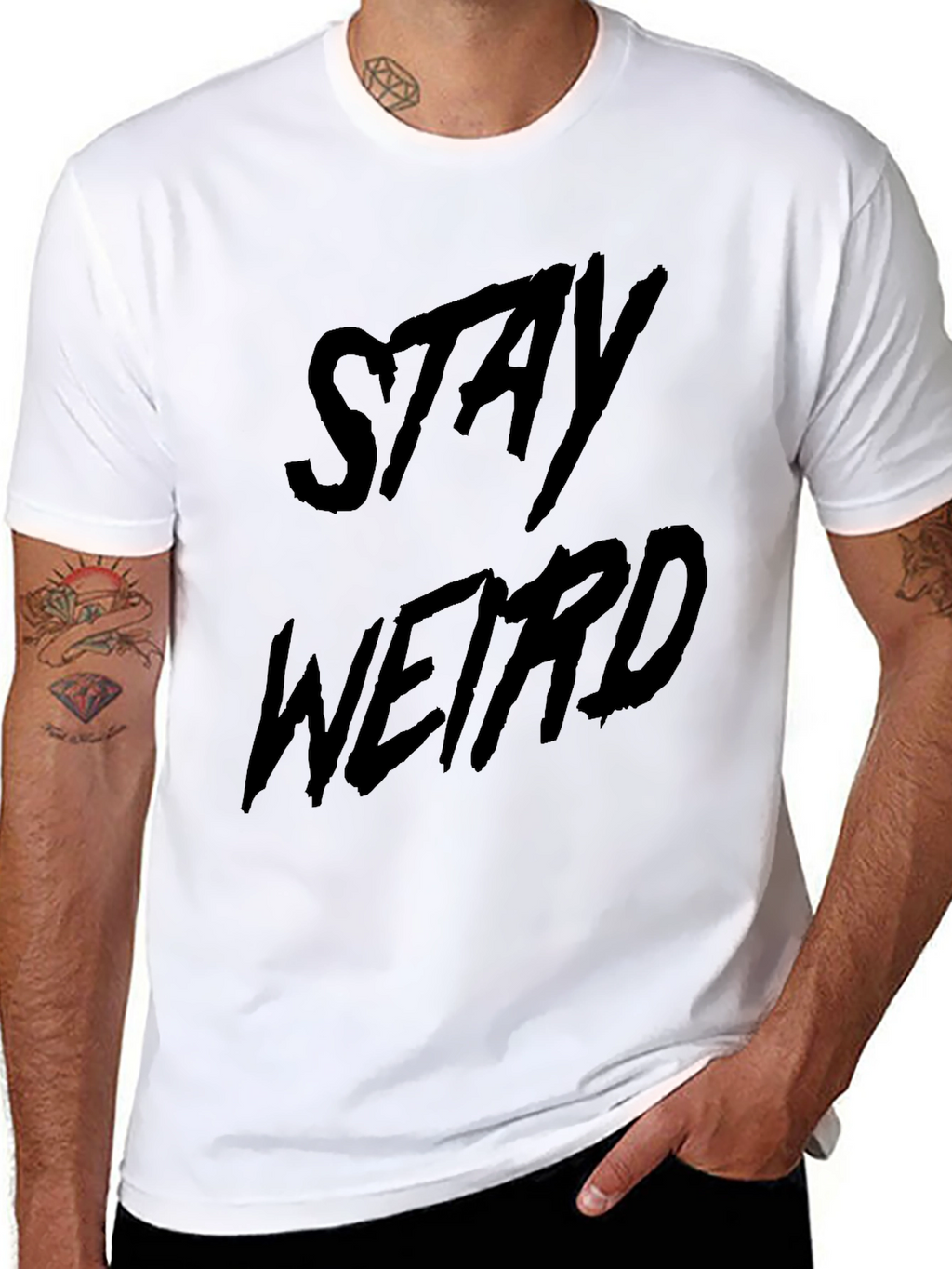 Stay Weird Black Graphic T-Shirt