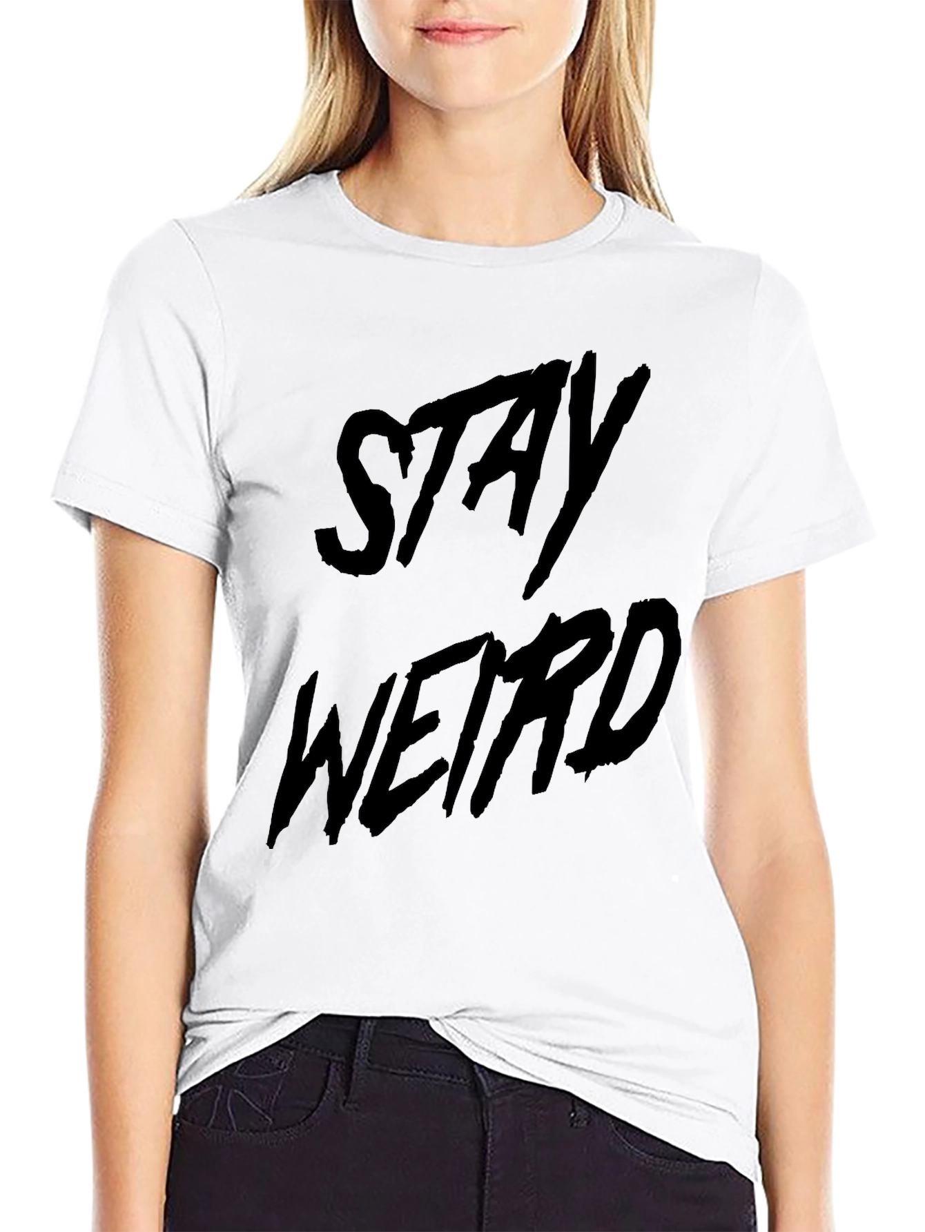 Stay Weird Black Graphic T-Shirt