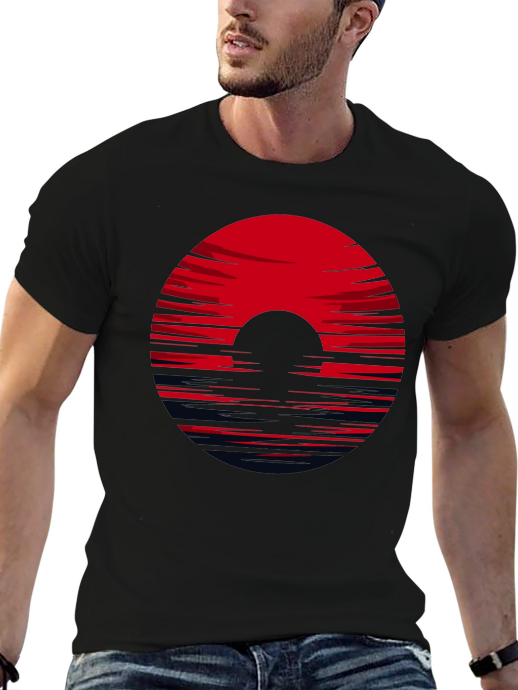 Red Horizon Black Tee