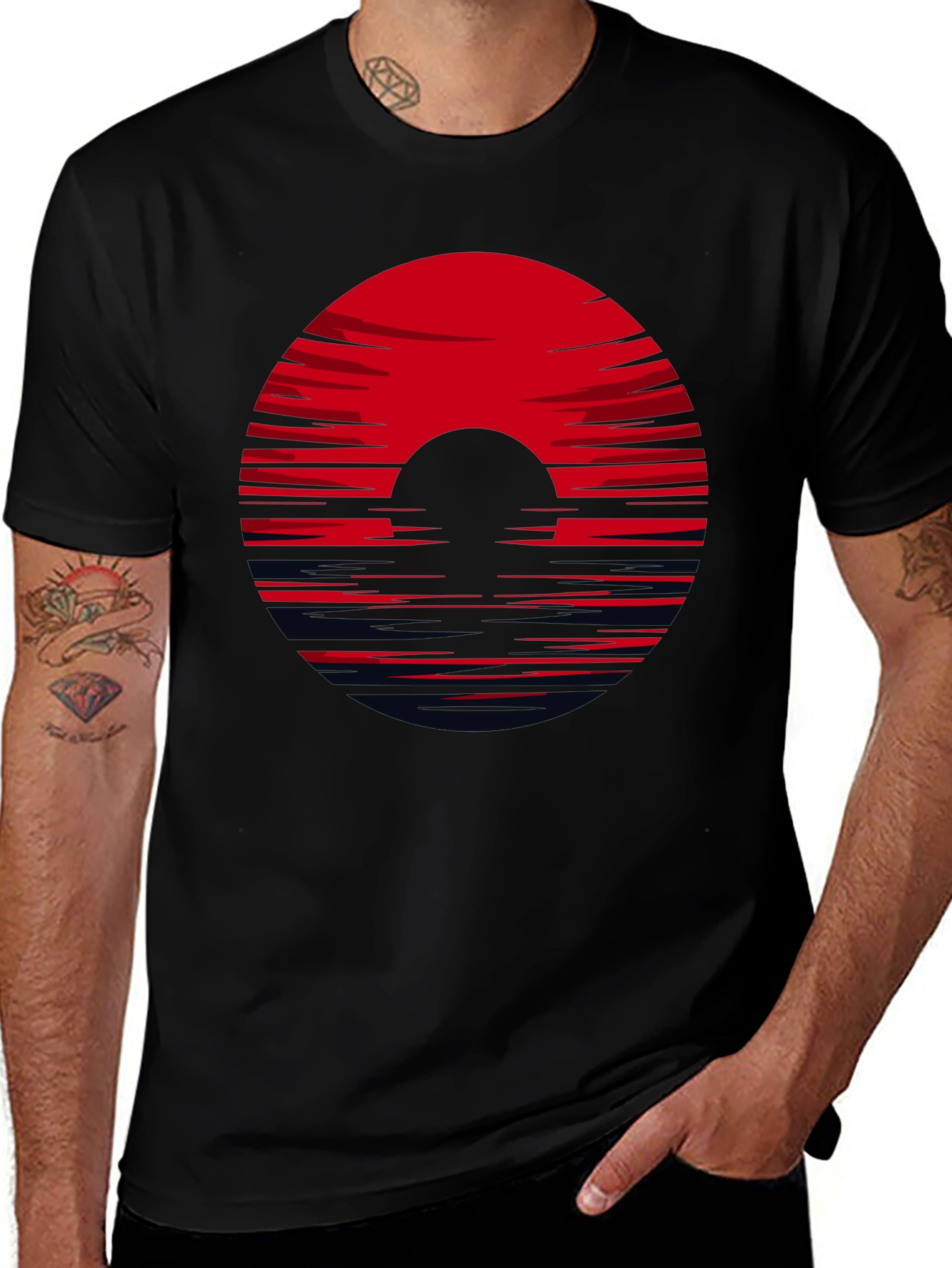 Red Horizon Black Tee
