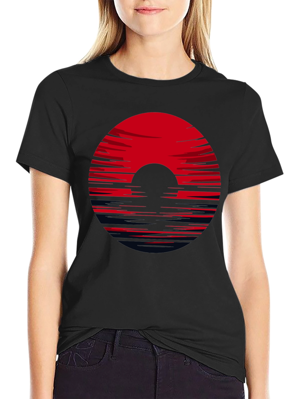 Red Horizon Black Tee