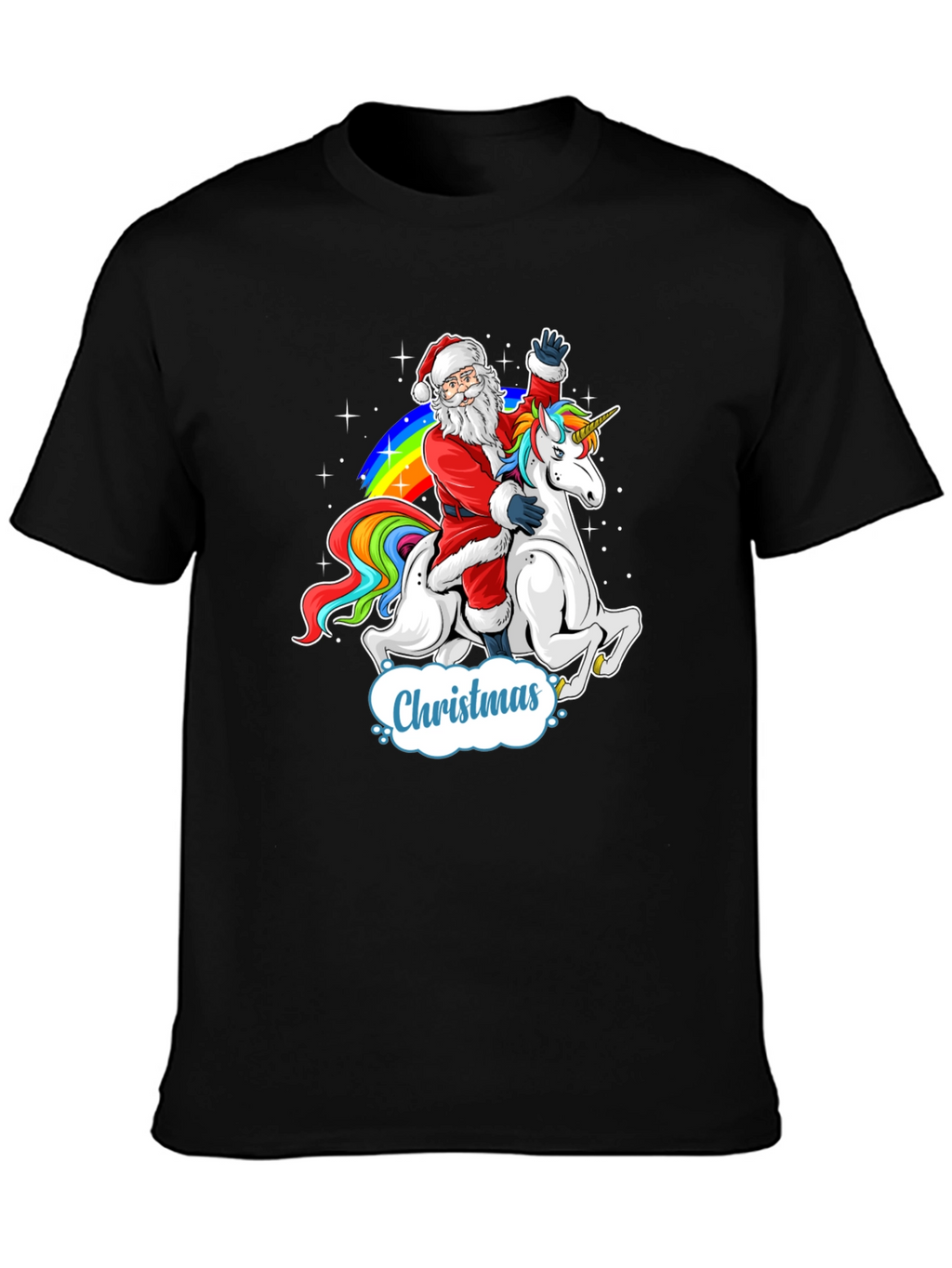 Christmas Santa Riding Unicorn Mens T-Shirt