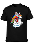 Christmas Santa Riding Unicorn Mens T-Shirt