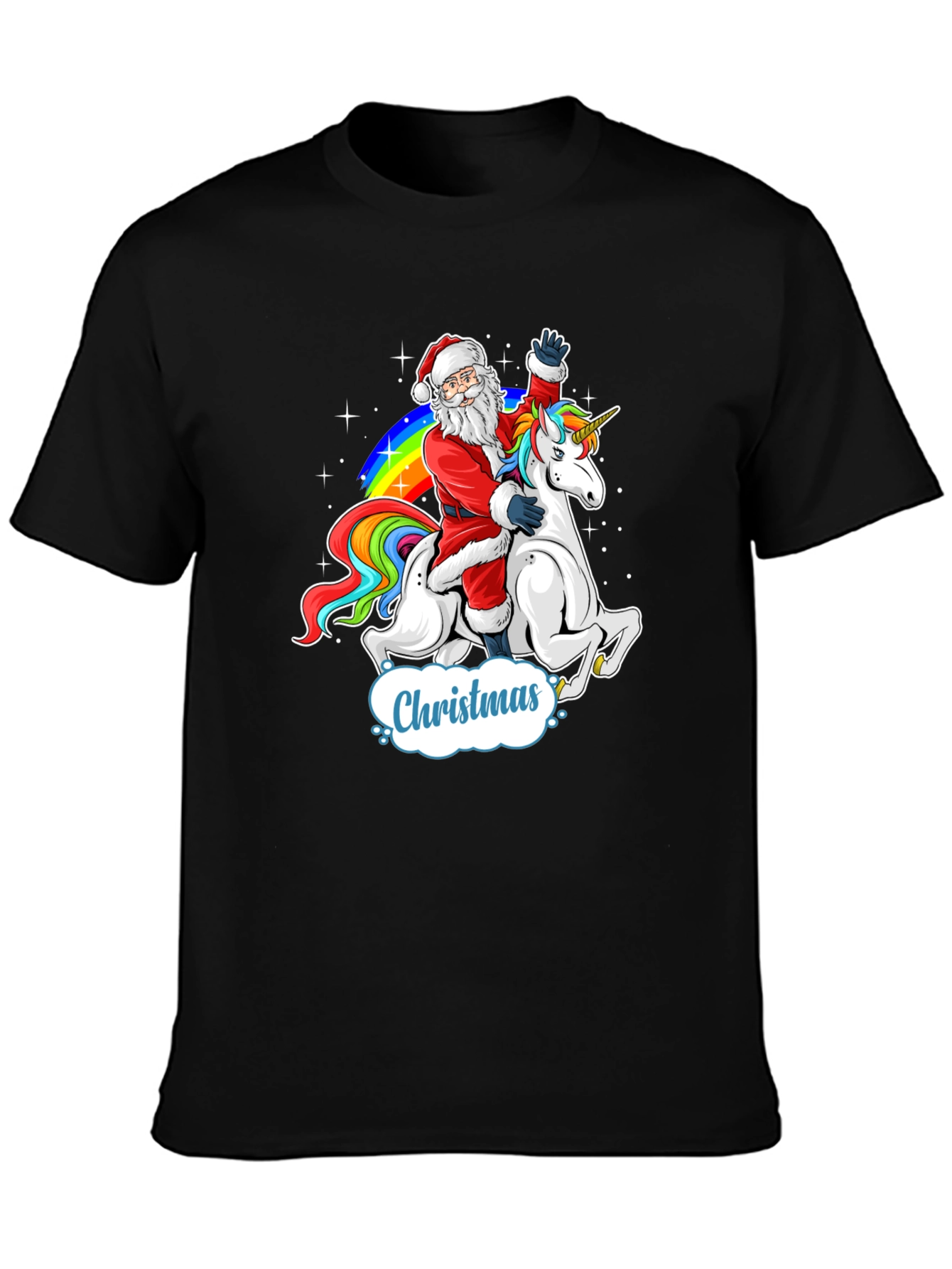 Christmas Santa Riding Unicorn Mens T-Shirt