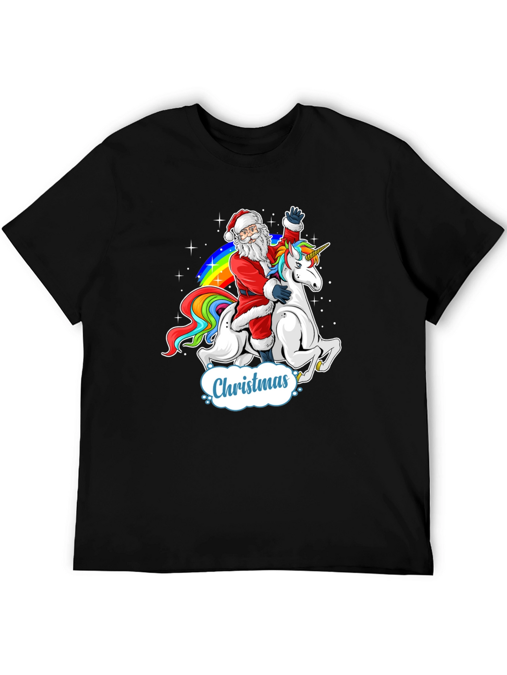 Christmas Santa Riding Unicorn Mens T-Shirt