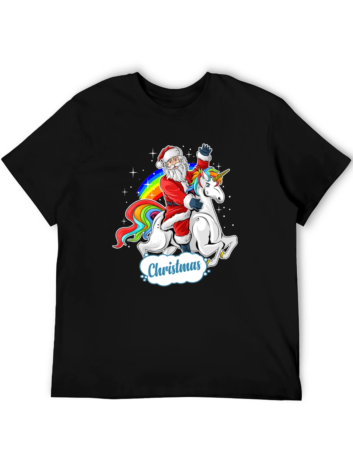 Christmas Santa Riding Unicorn Mens T-Shirt