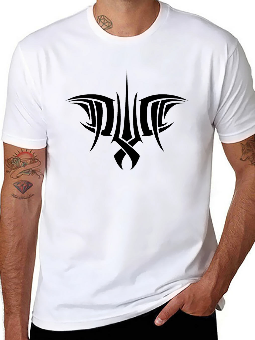 Tribal Trident Black Graphic T-Shirt