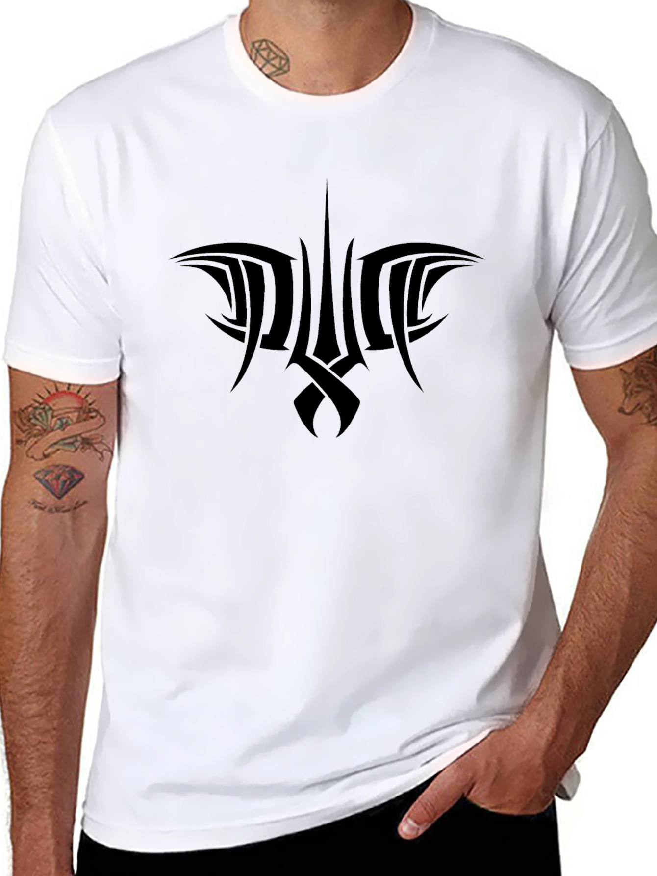Tribal Trident Black Graphic T-Shirt
