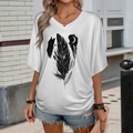 Mystic Feather Moon Wolf Graphic T-Shirt – Boho Nature Inspired Tee(z1082)