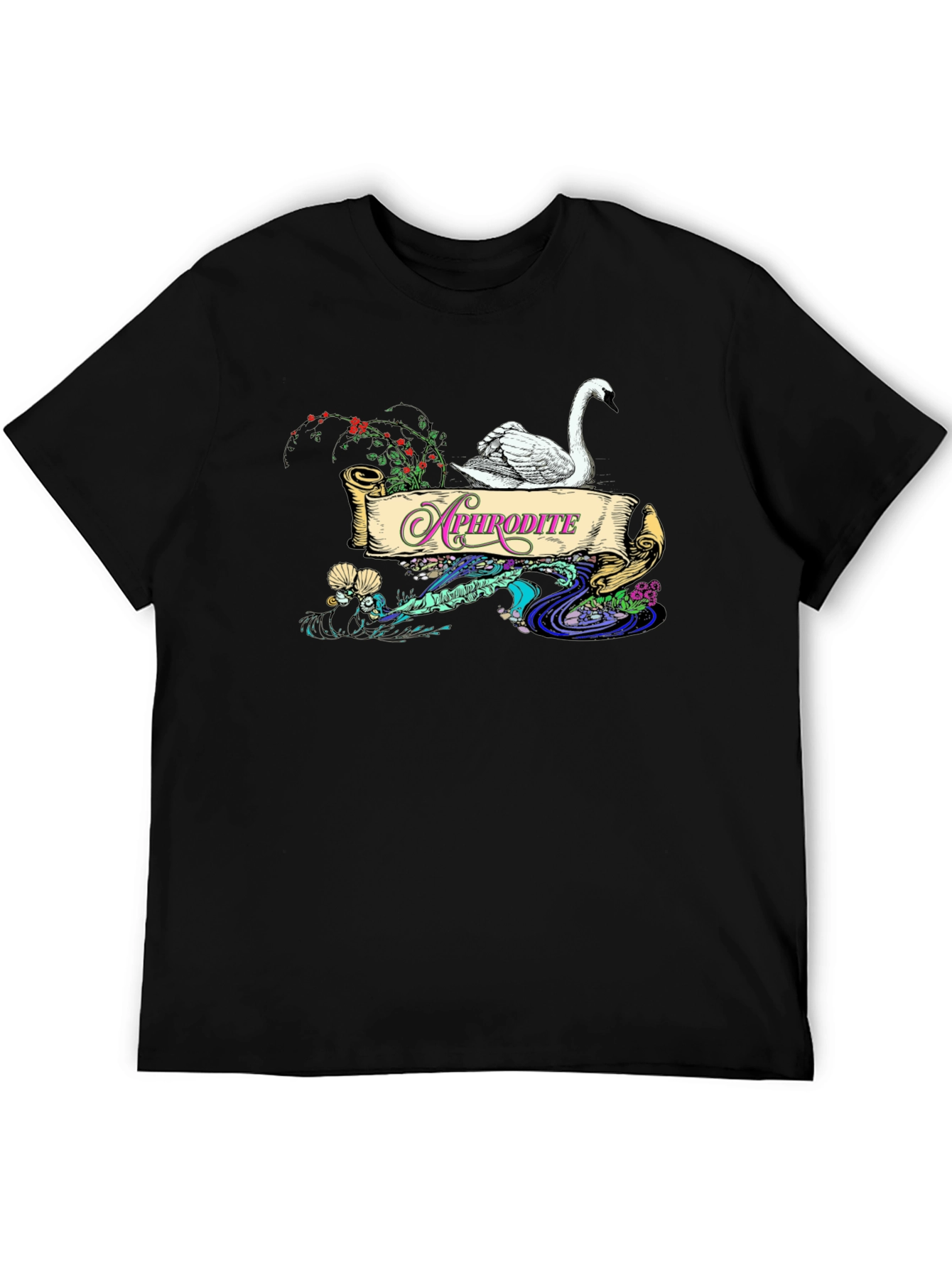Aphrodite Swan T-Shirt - Elegant Goddess Design